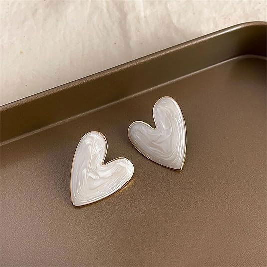 925% Sterling Silver Heart-Shaped Mother of Pearl Earrings