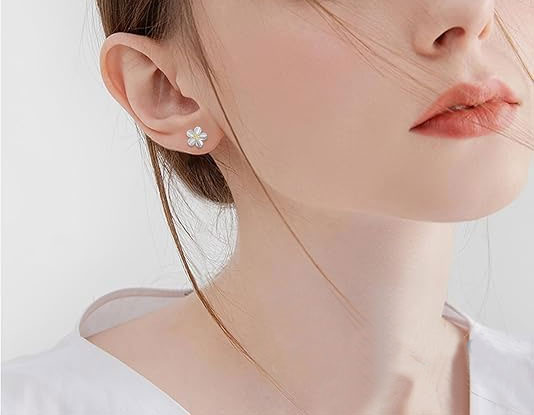 Silver Flower Stud Earrings