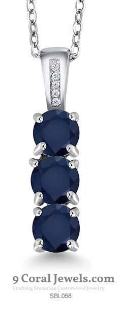 925 Sterling Silver Blue & White CZ Bracelet and Pendant Set - SBL058