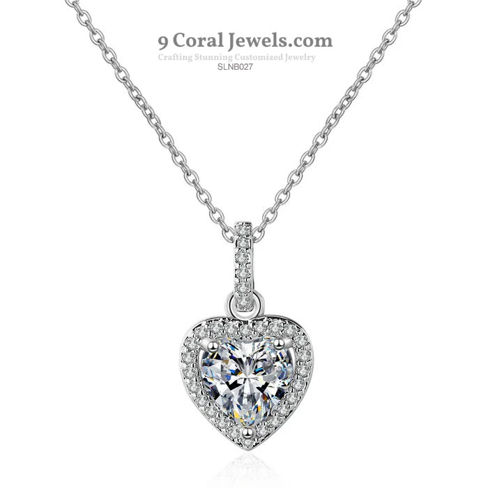 Heart-Shaped CZ Diamond Pendant Necklace