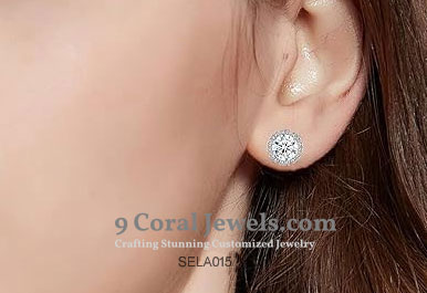 Cubic Zirconia Flower Stud Earrings