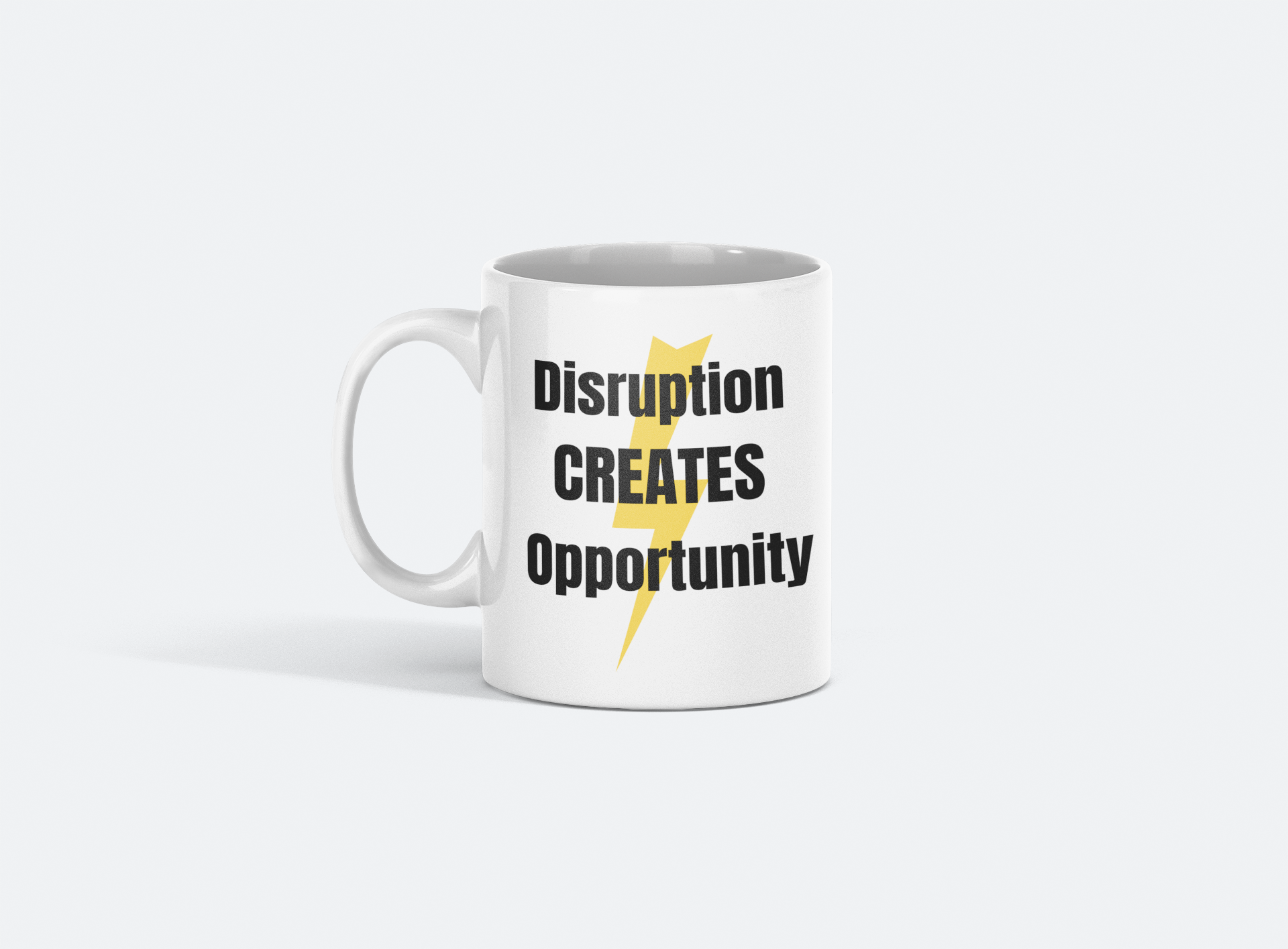 Disruption Creates Opportunity Mug – Inspirational Tech Leadership Gift – Lightning Bolt Design – 11oz Gloss Finish