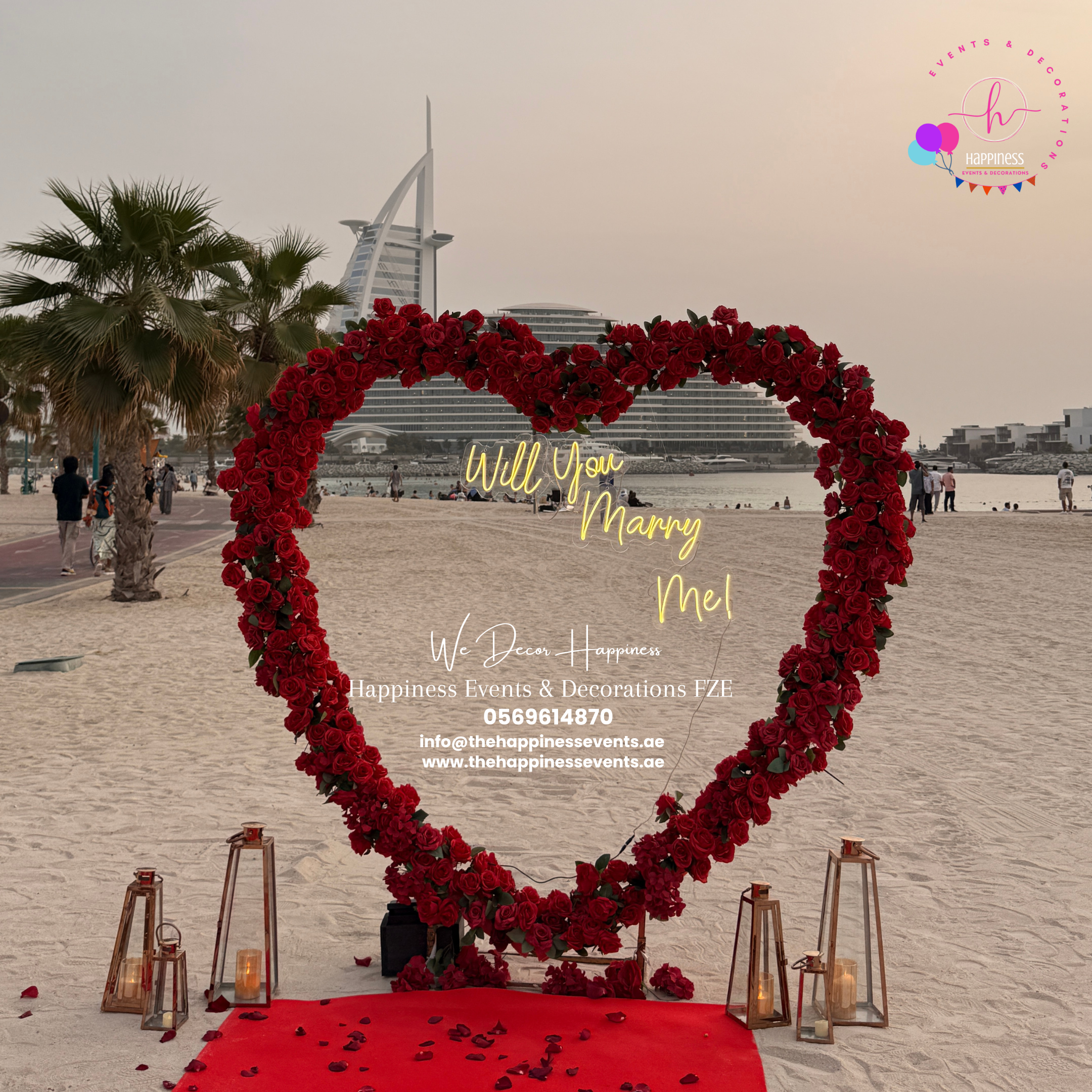 Valentine Heart-Shaped Rose Arch Proposal Setup