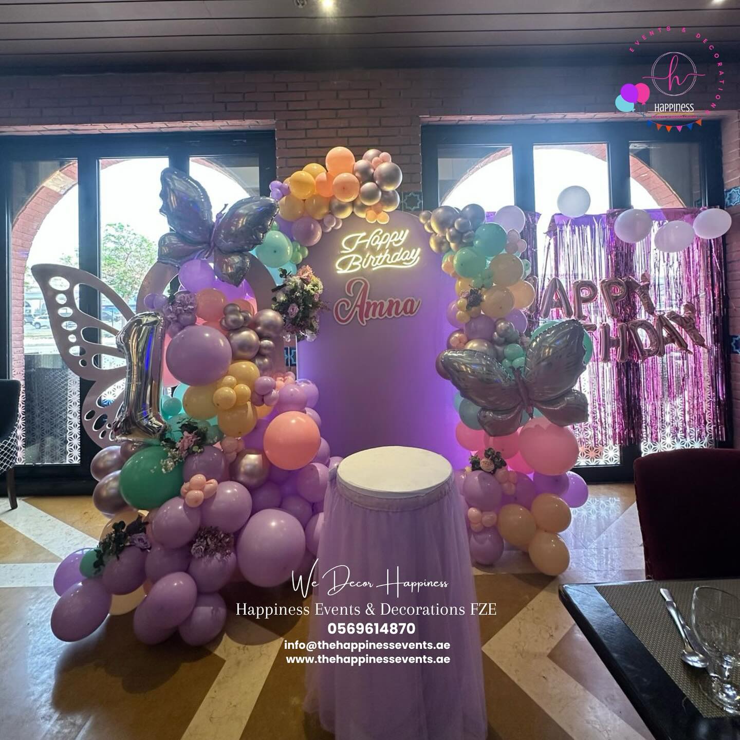 Butterfly Balloon Birthday Backdrop