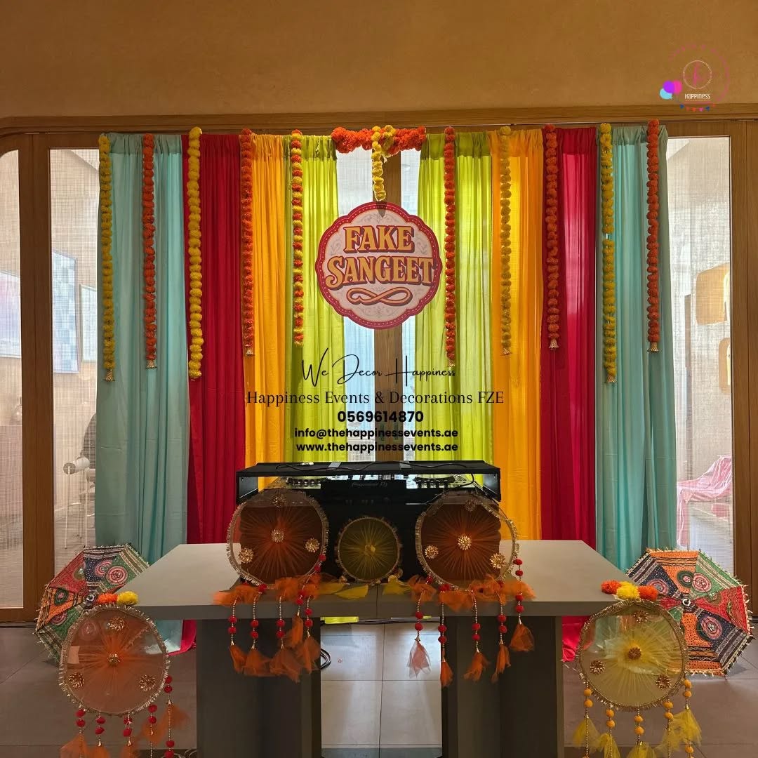 Traditional Colorful Sangeet Party Backdrop