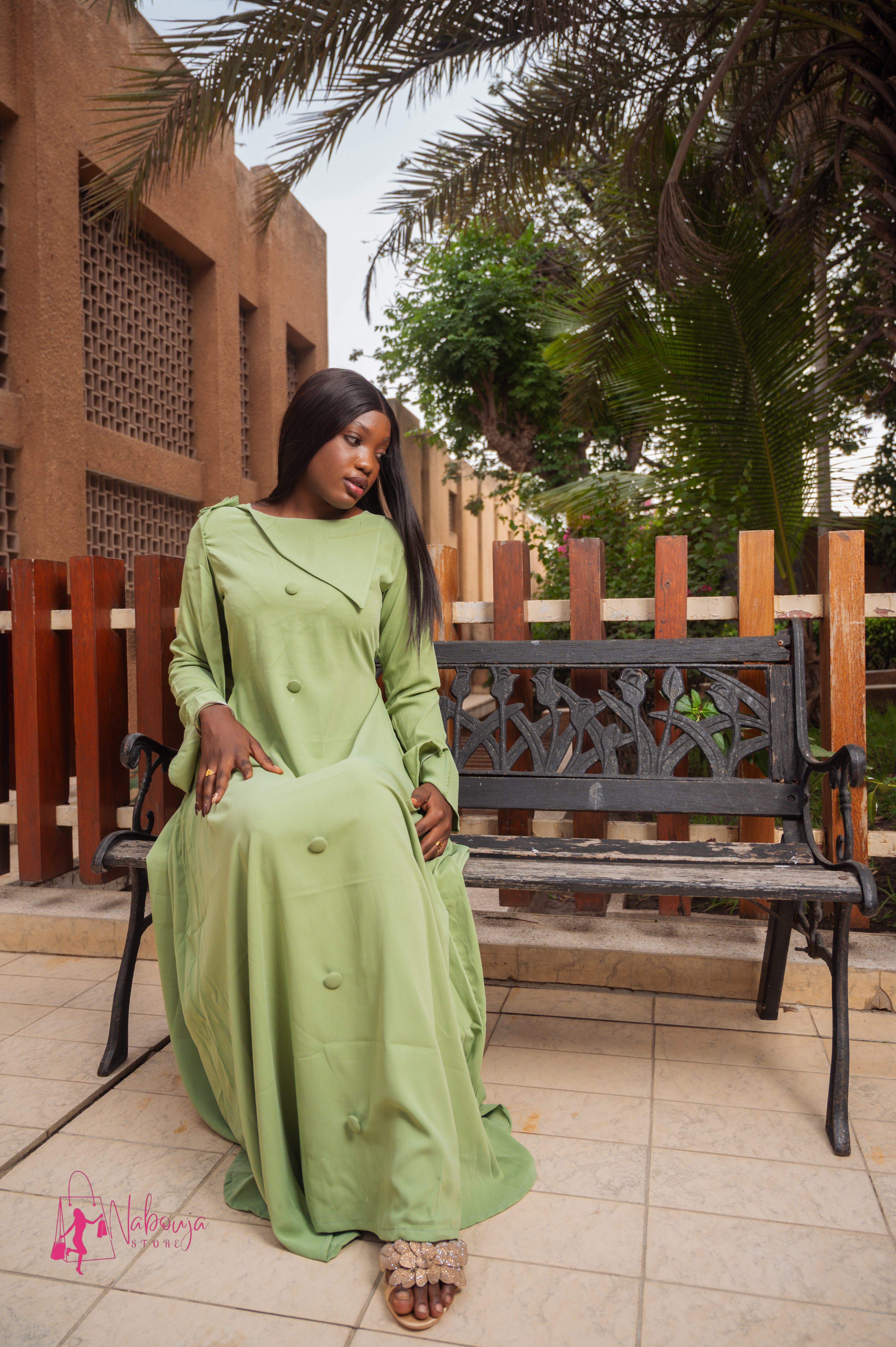 Robe longue verte élégante