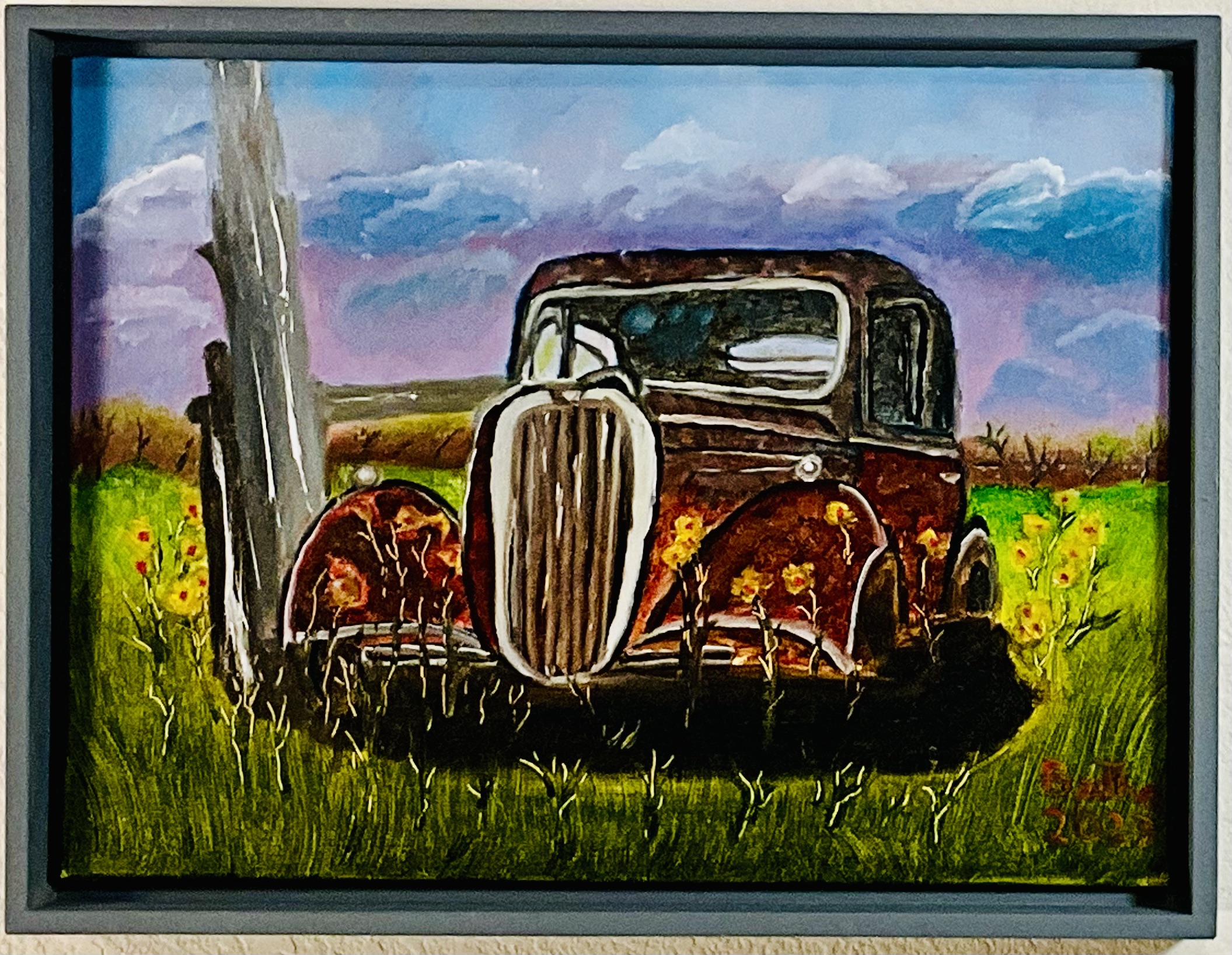 Vintage Car Oil Painting