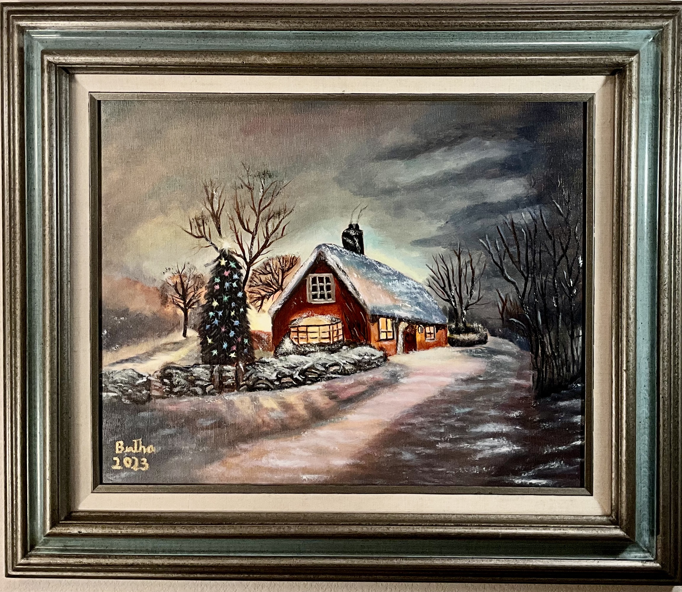 Winter Cottage Painting