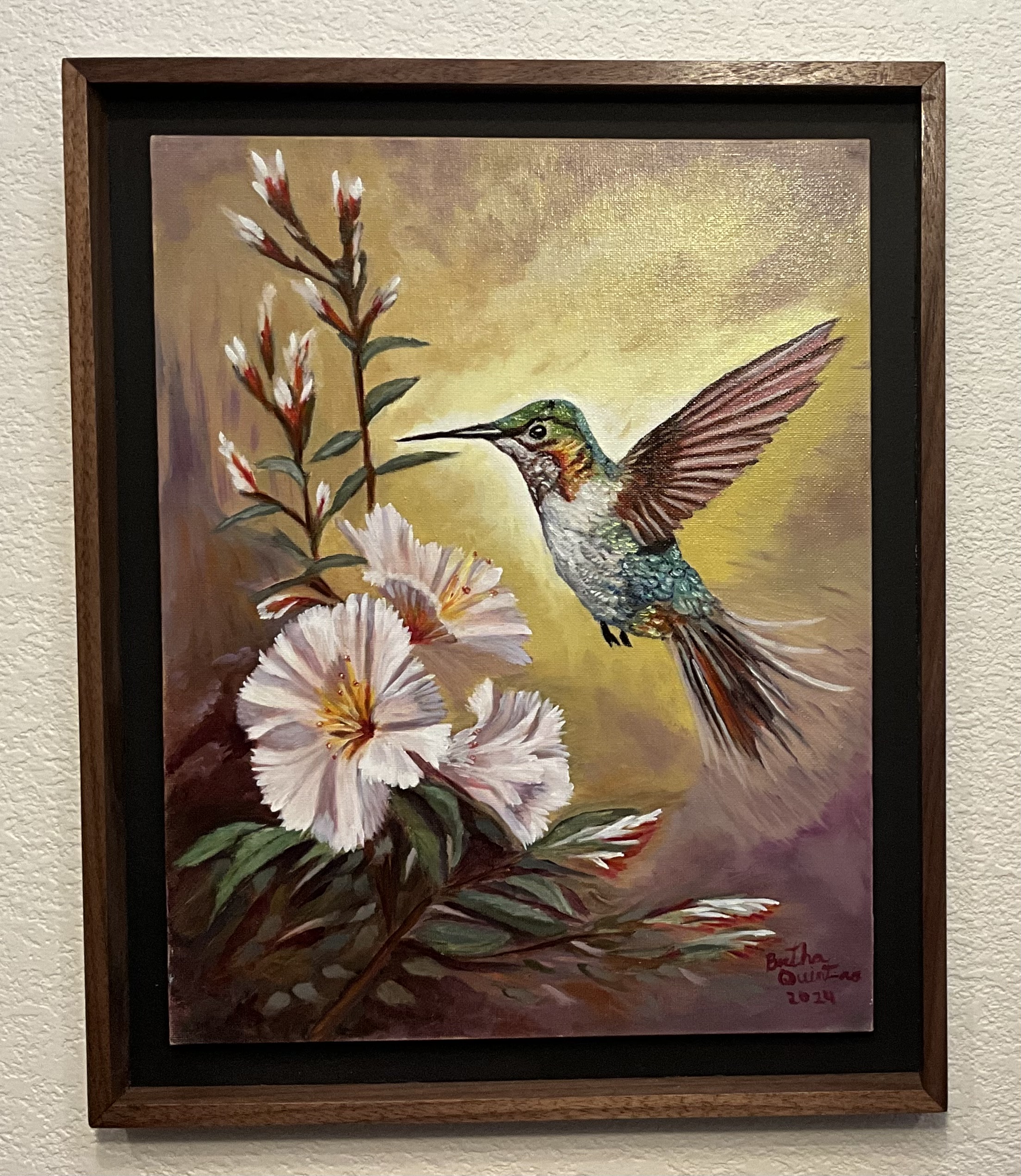 Hummingbird and Flowers Painting