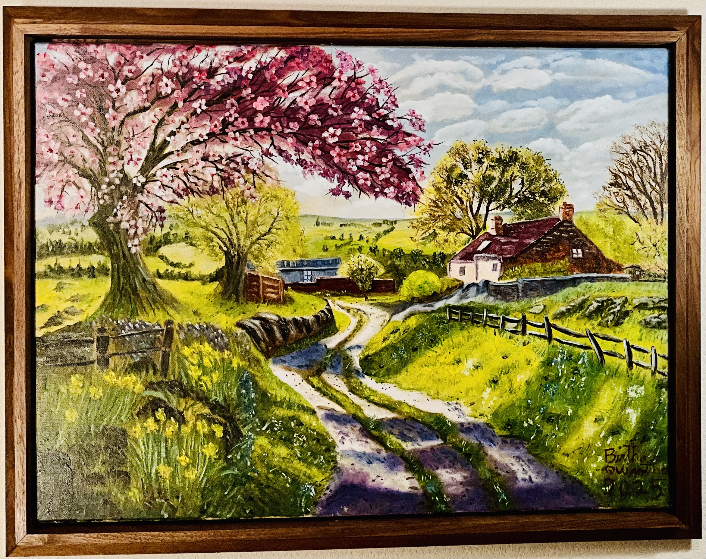 Framed Countryside Landscape Painting