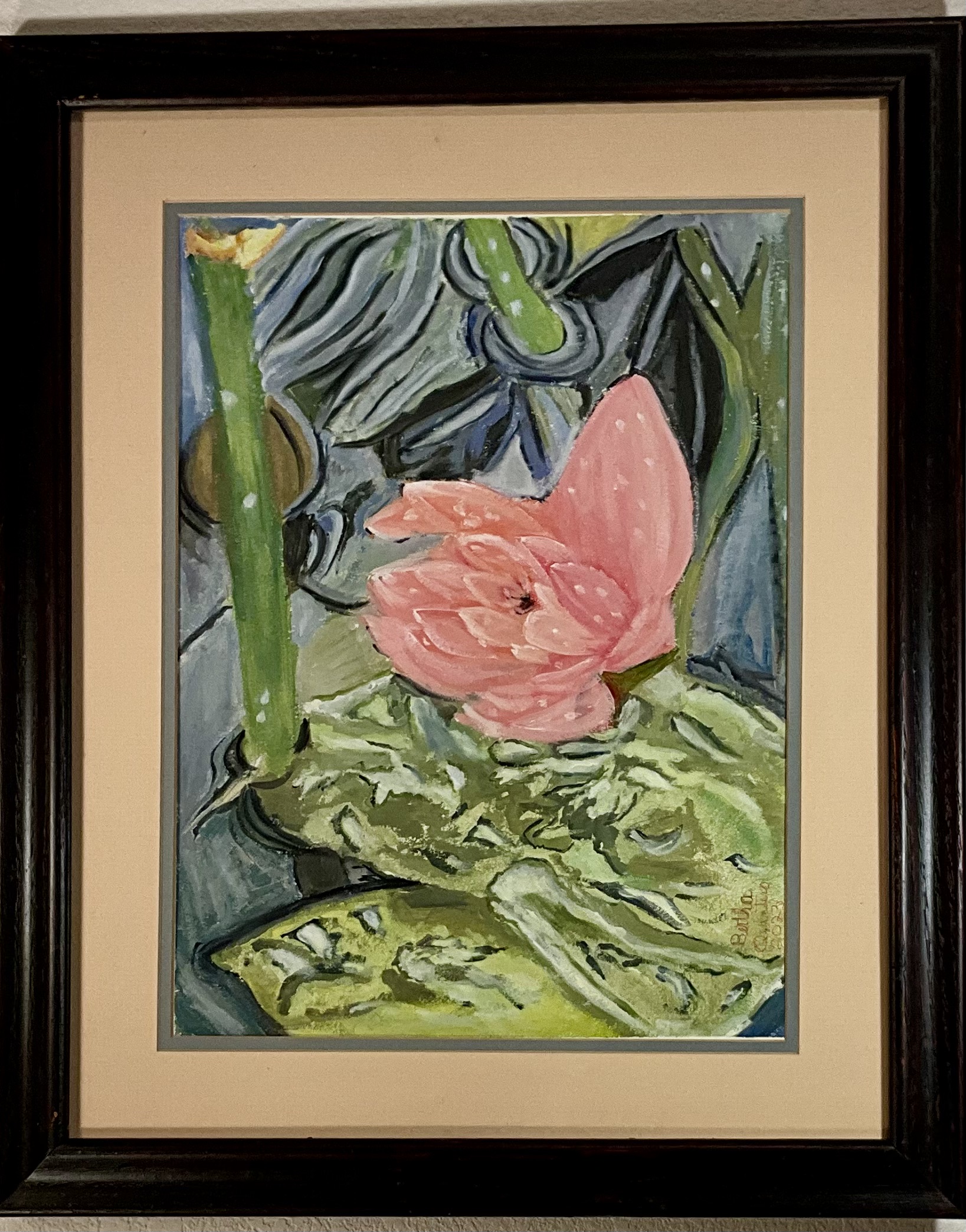 Framed Lotus Flower Painting