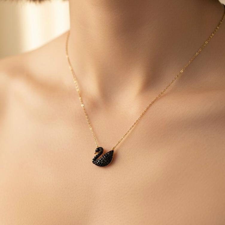 Black Swan Pendant Necklace
