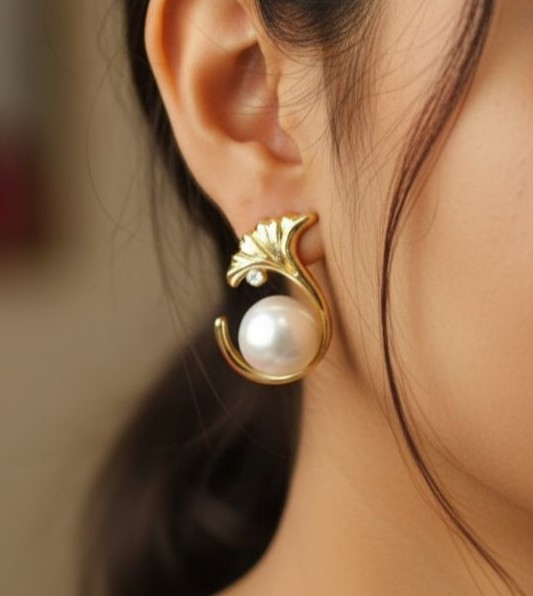 Elegant Pearl Golden Earrings