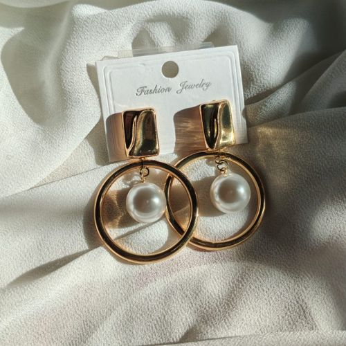 Golden Pearl Drop Earrings