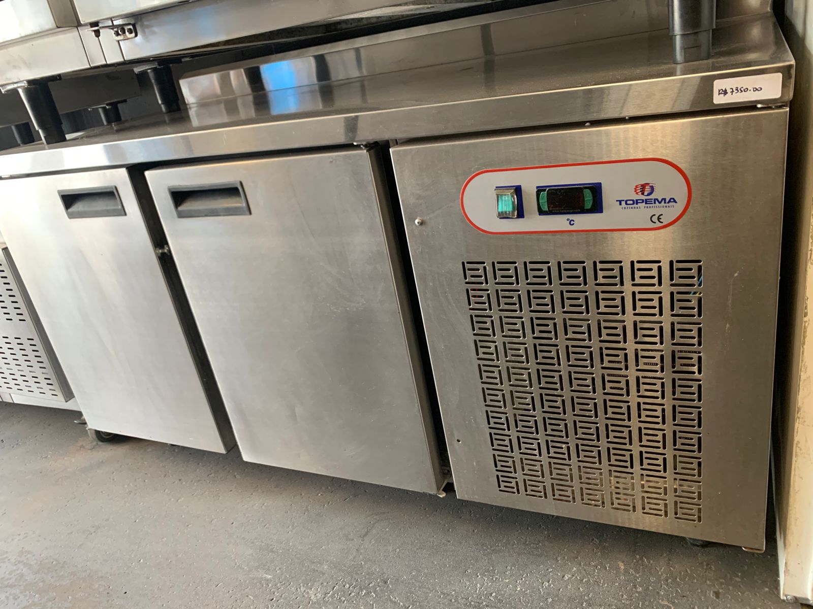 BALCÃO REFRIGERADO 2 PORTAS EM AÇO INOXIDAVÉL TOPEMA