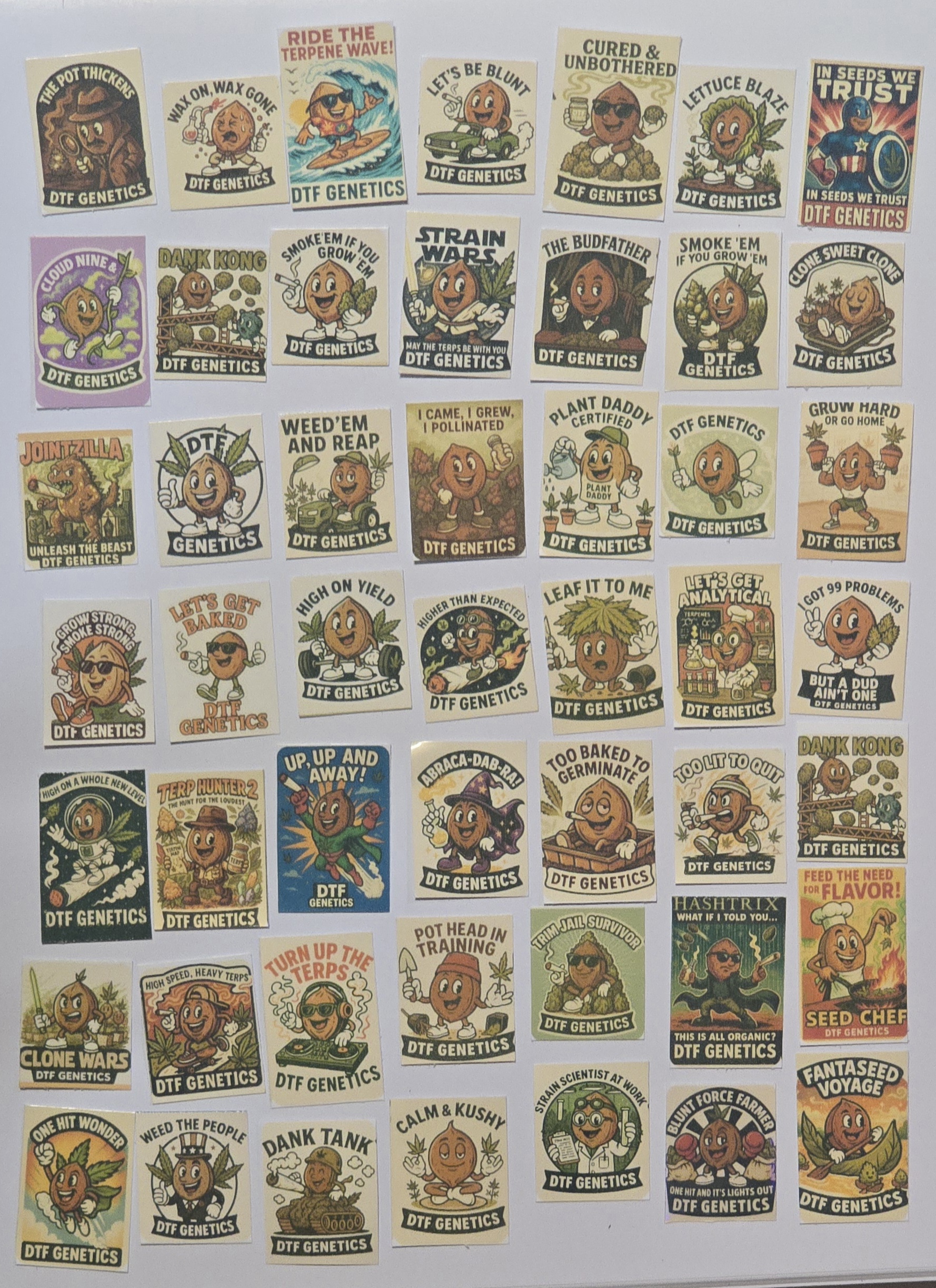 10 pack stickers 1x1½in small, seed man vol 1