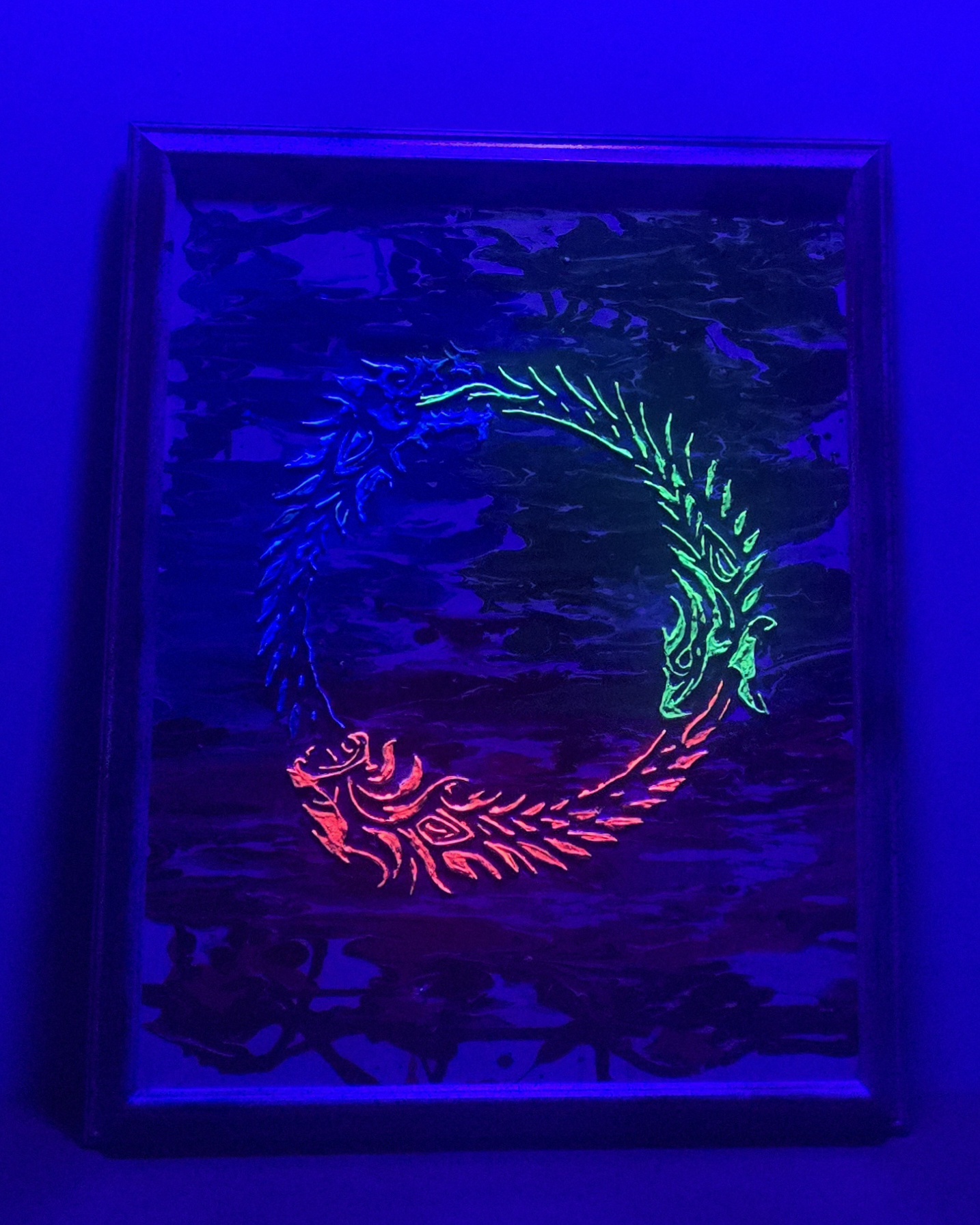 Neon Dragon Circle Art 