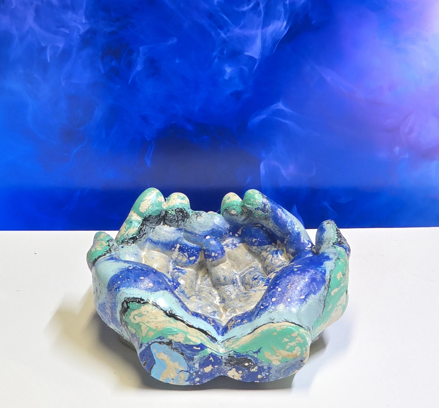 Teal and blue Hands Bowl