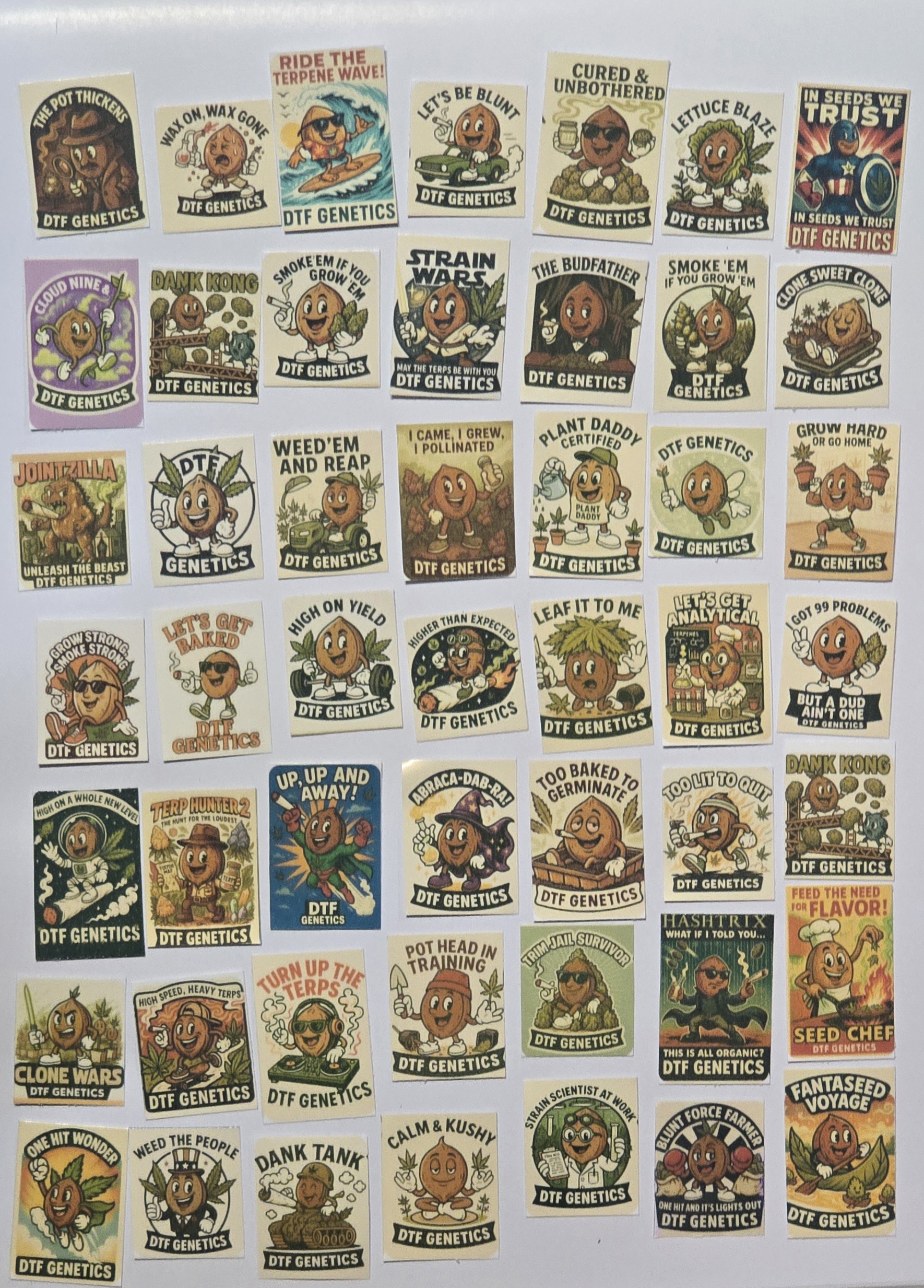 10 pack stickers 1x1½in small, seed man vol 1