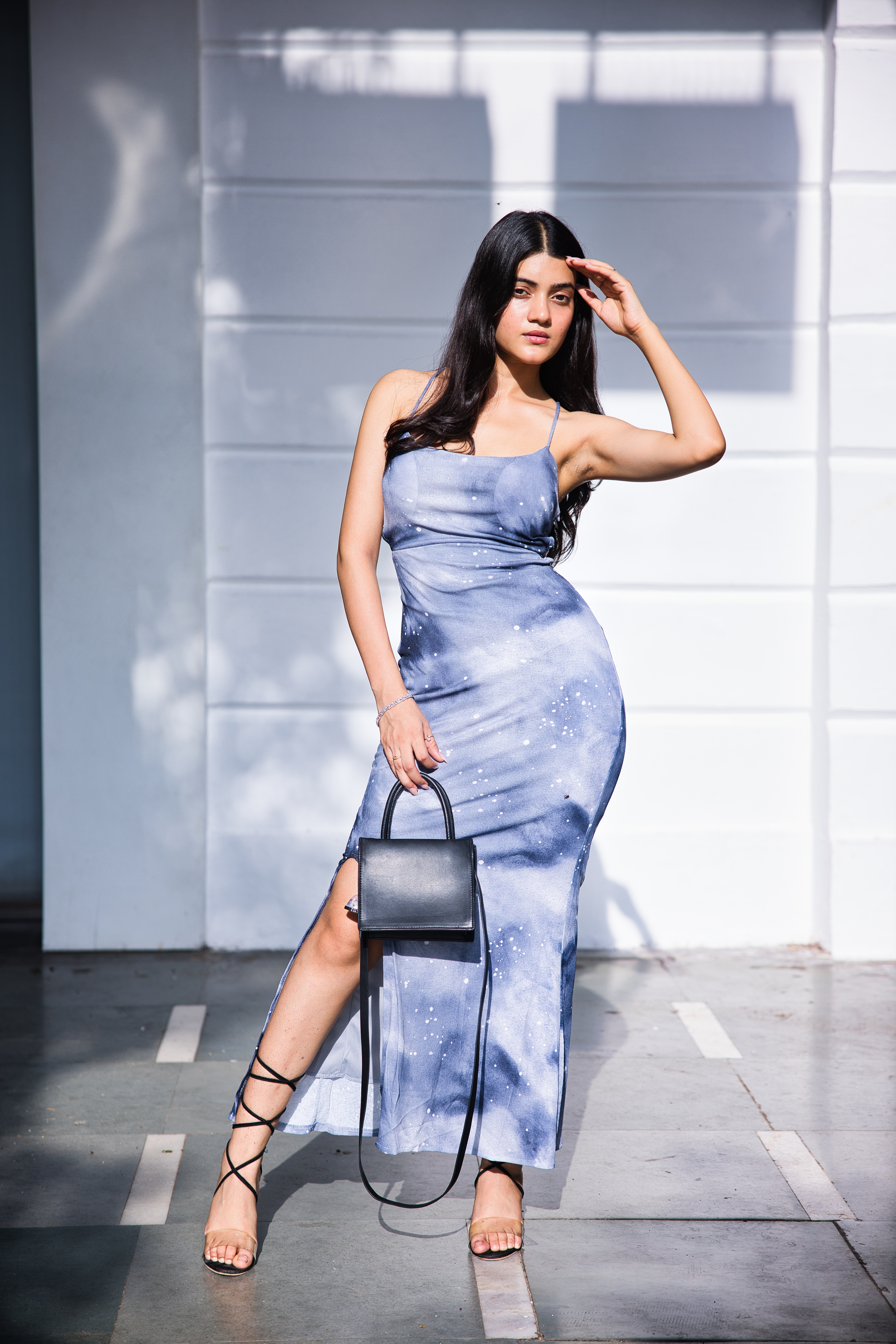 BLUE HAZE STRAPPY DRESS