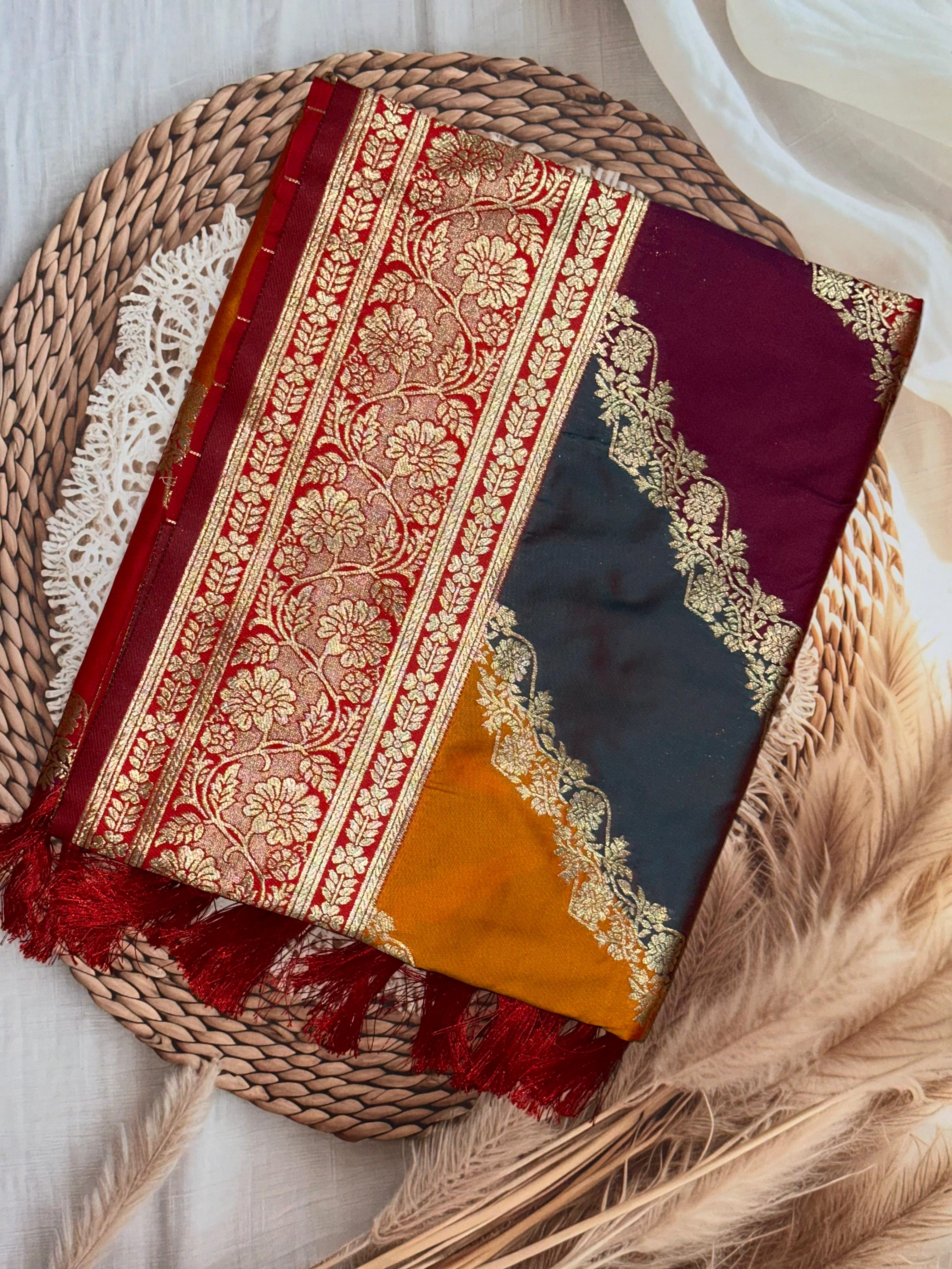 Heritage Banarasi Katan Silk Zari Weaving Saree | Unstitched