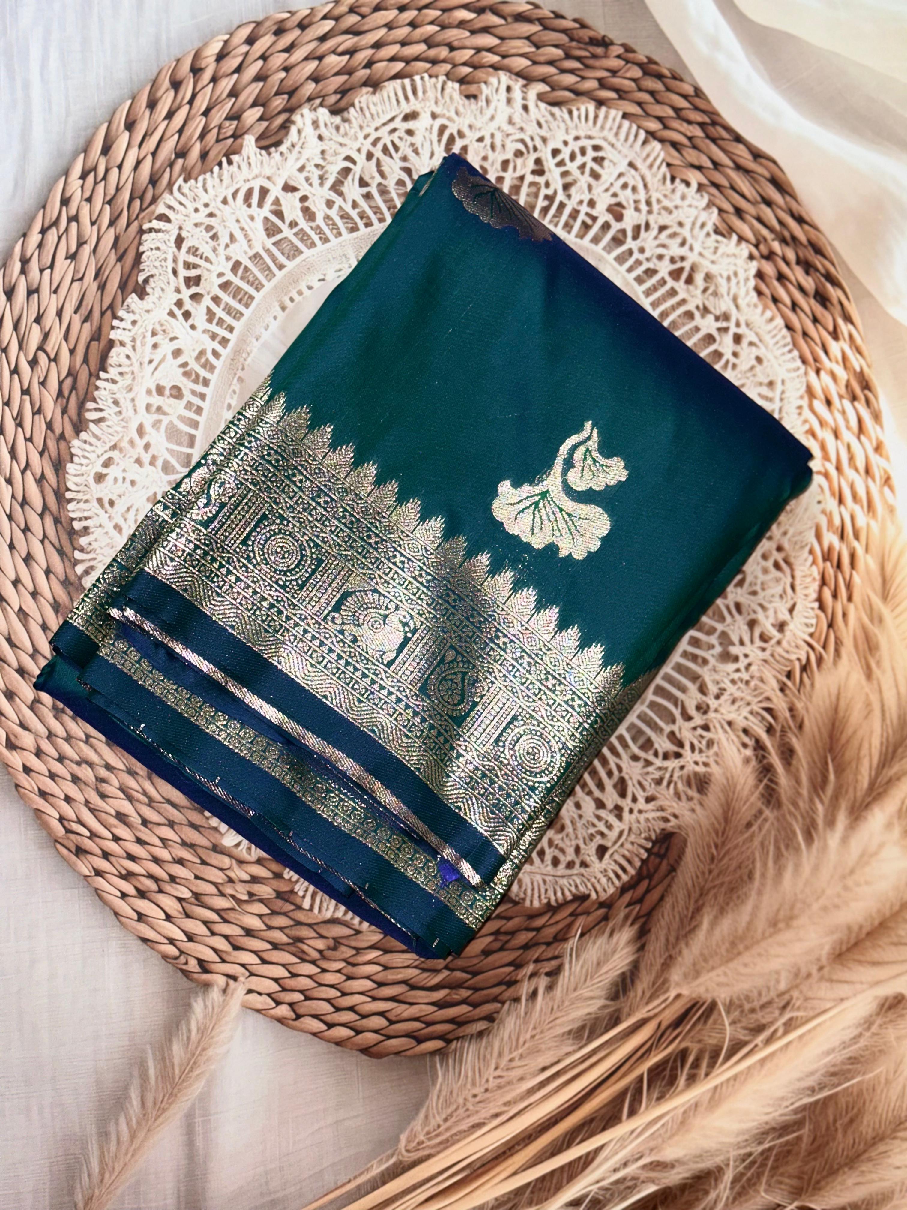 Rama green traditional paithani silk saree