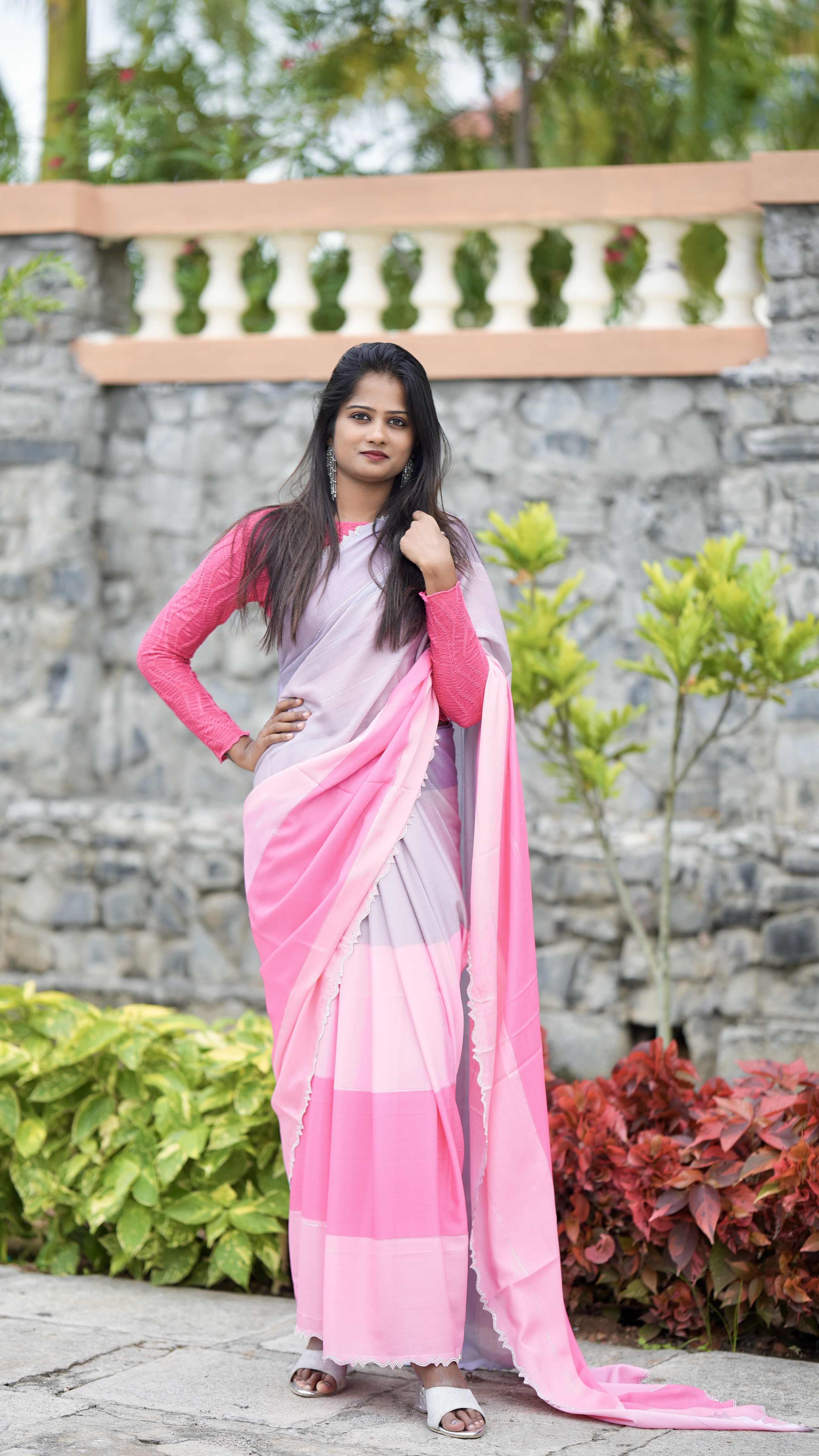 Zarocan Stone Cut Work Border Saree | Unstitched | Multi