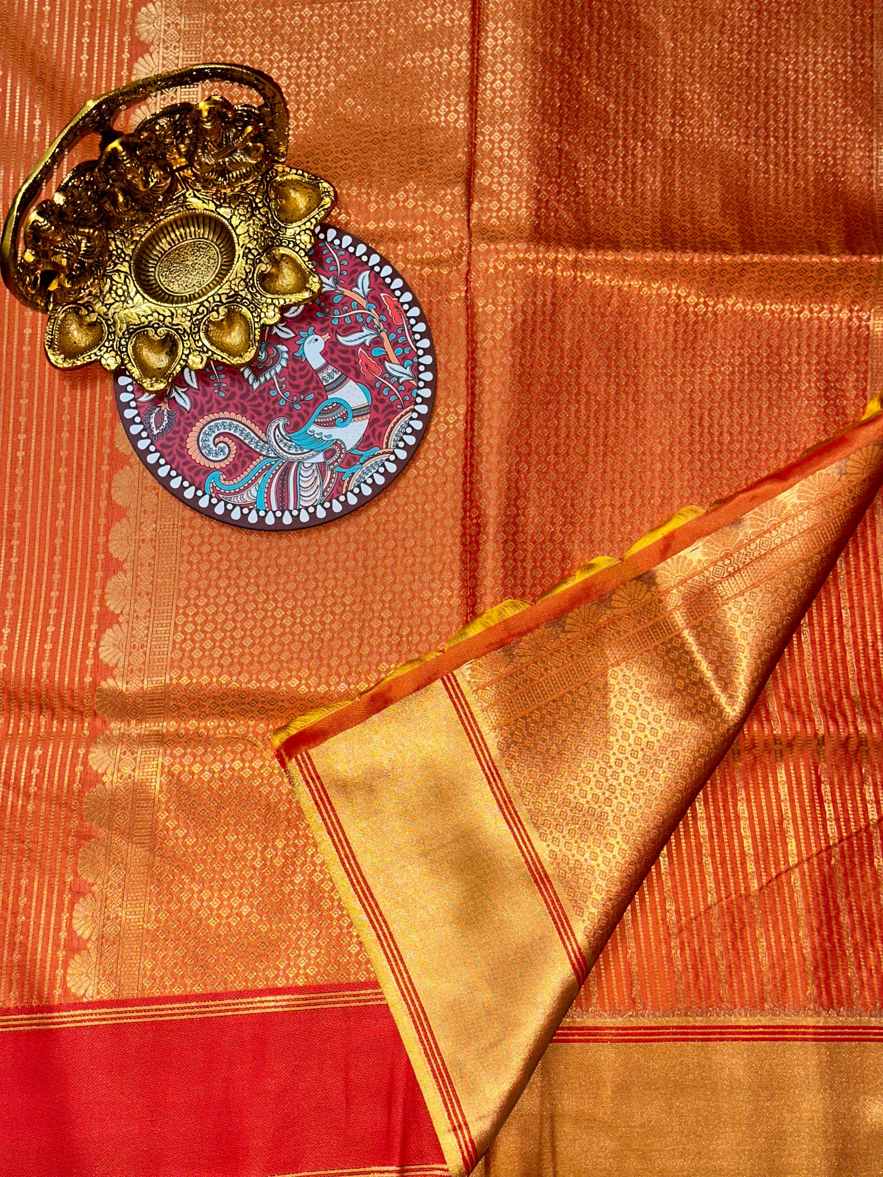 Radiant Orange Soft Silk Saree Unstitched