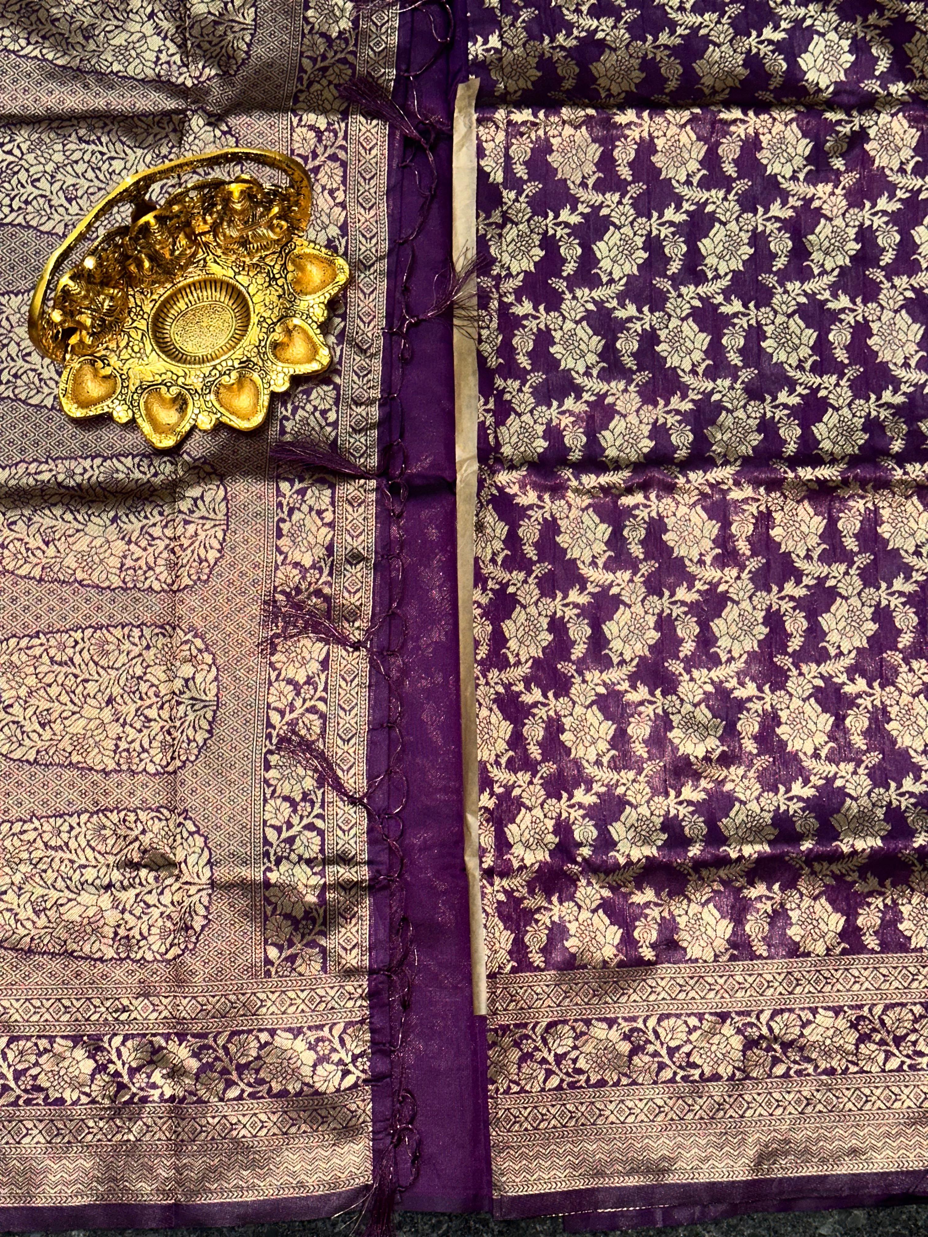 Effervescent Wine Soft Banarasi Silk Saree With Elision Blouse Piece