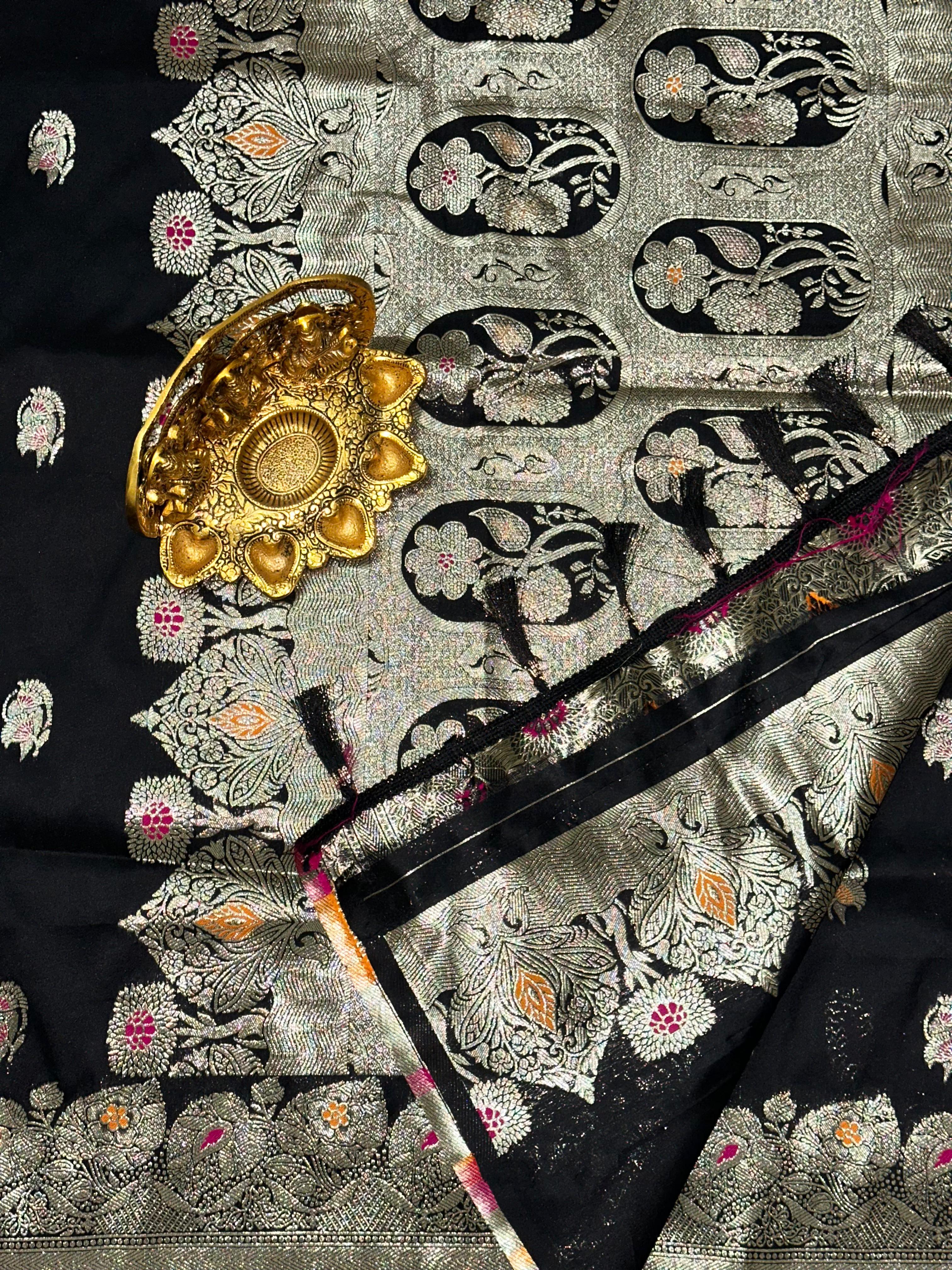 Black premium banarasi silk saree 