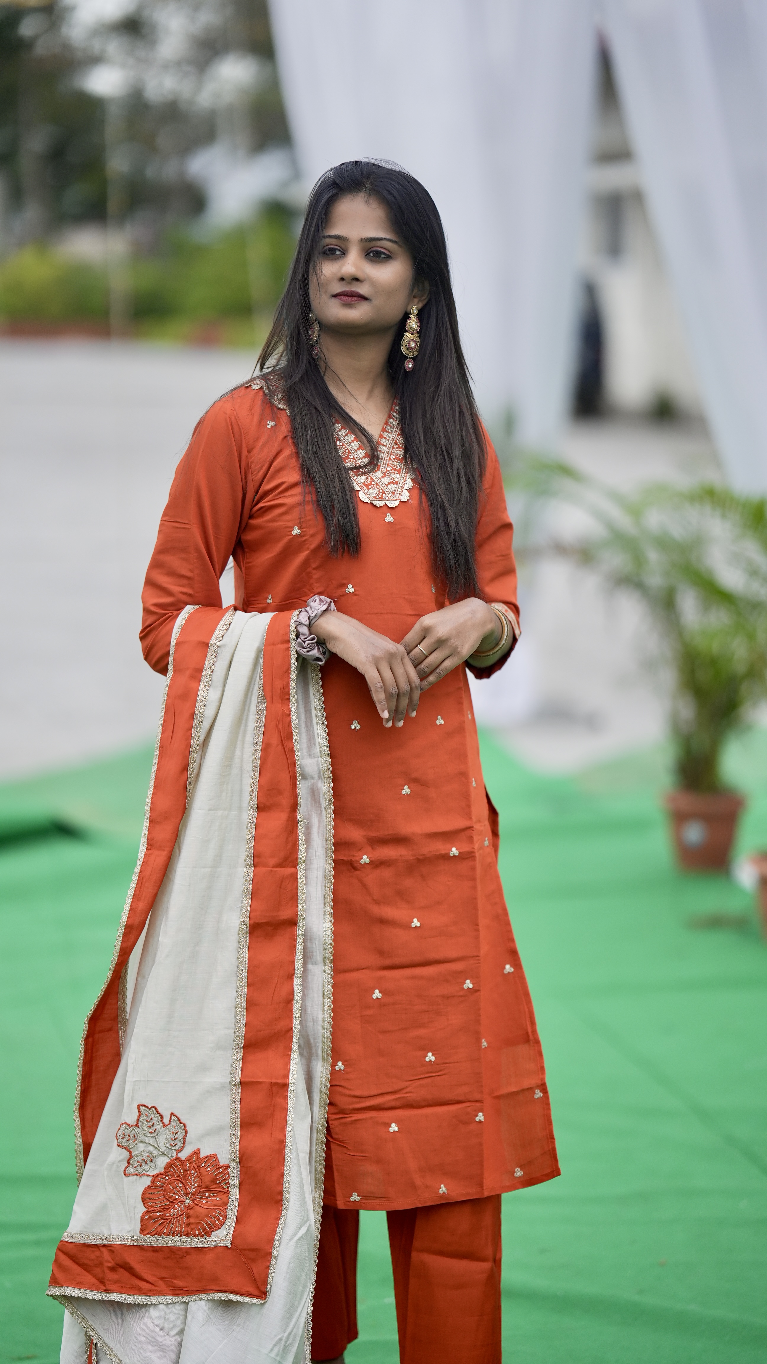 Elegant Orange Salwar Kameez Set