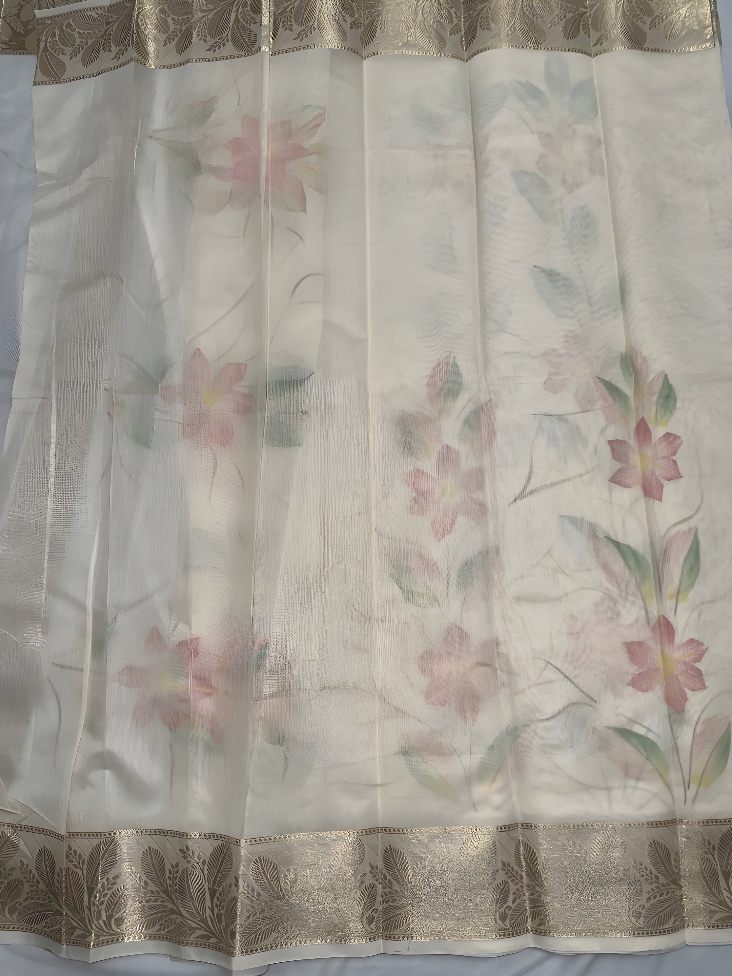 Net Silk Decorative Leaf Print Tablecloth