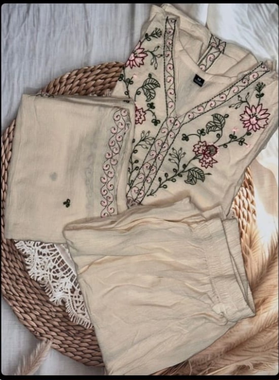 Pure kadi Embroidered Off-White Three-Piece Suit