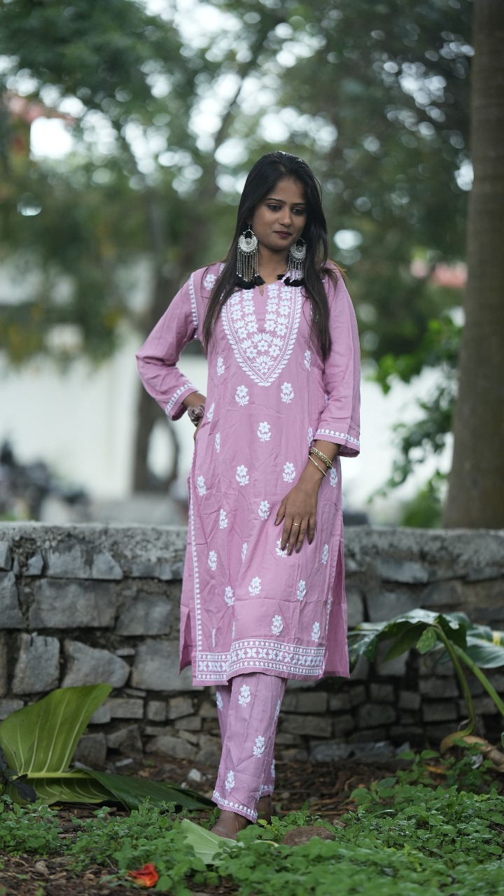 Light Pink Embroidered Kurta Set