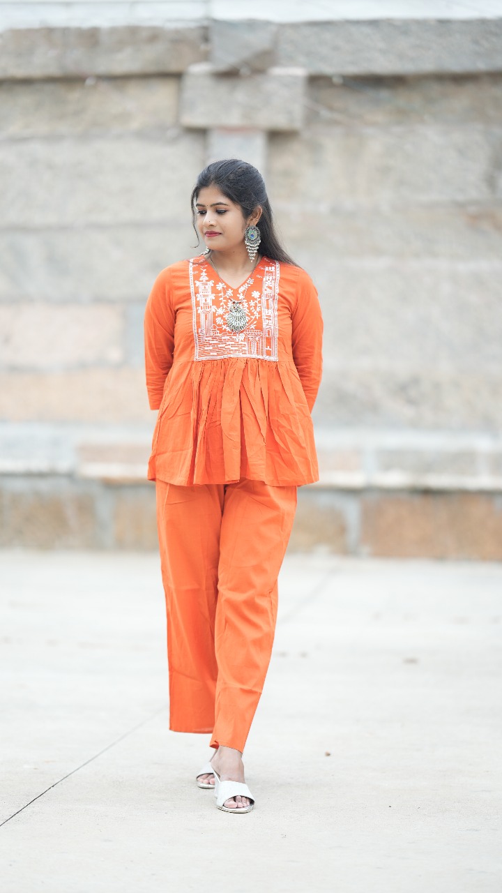 Orange traditional kurta set