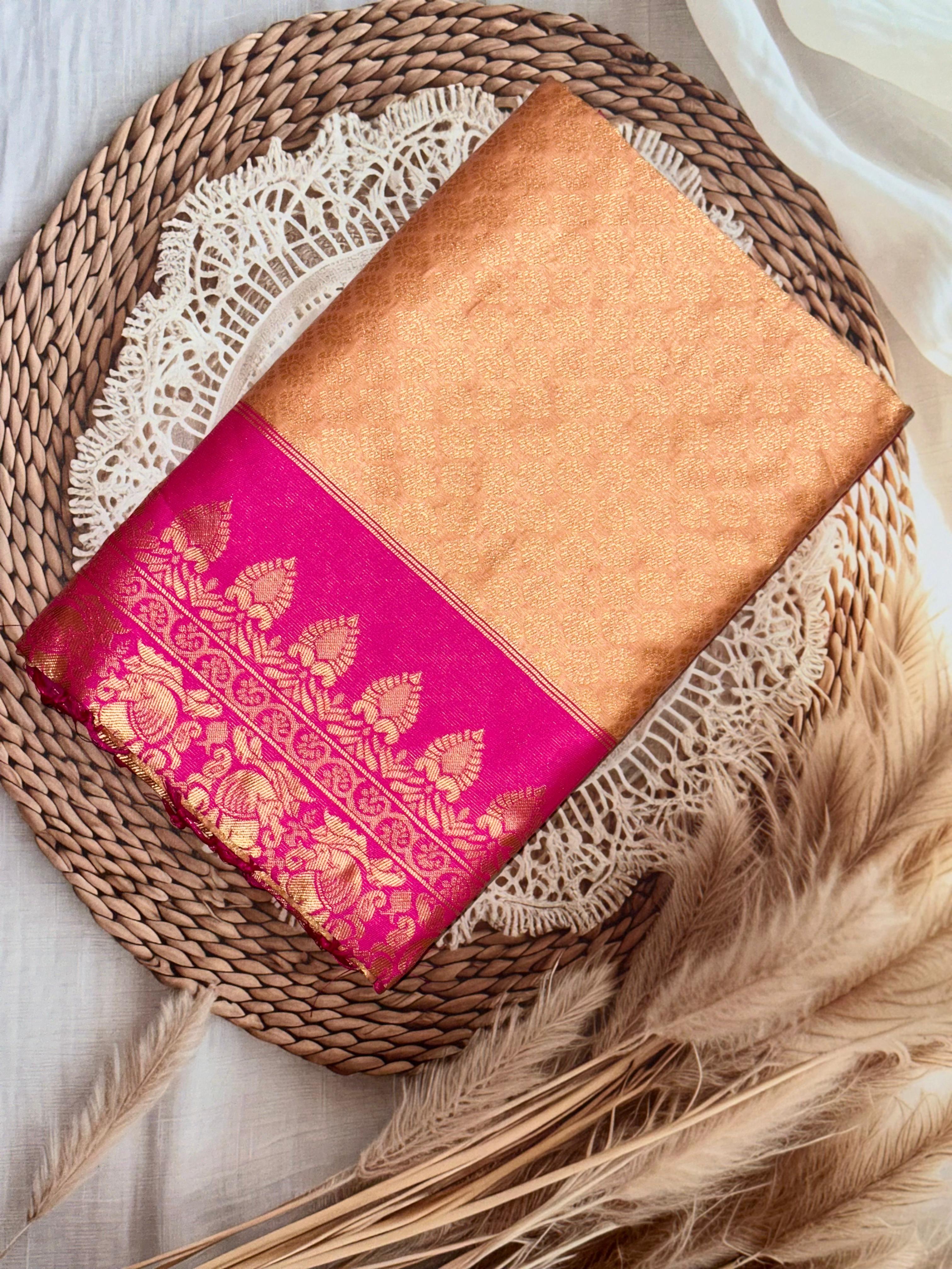 Mellifluous Peach Soft Banarasi Silk Saree With Evocative Blouse Piece