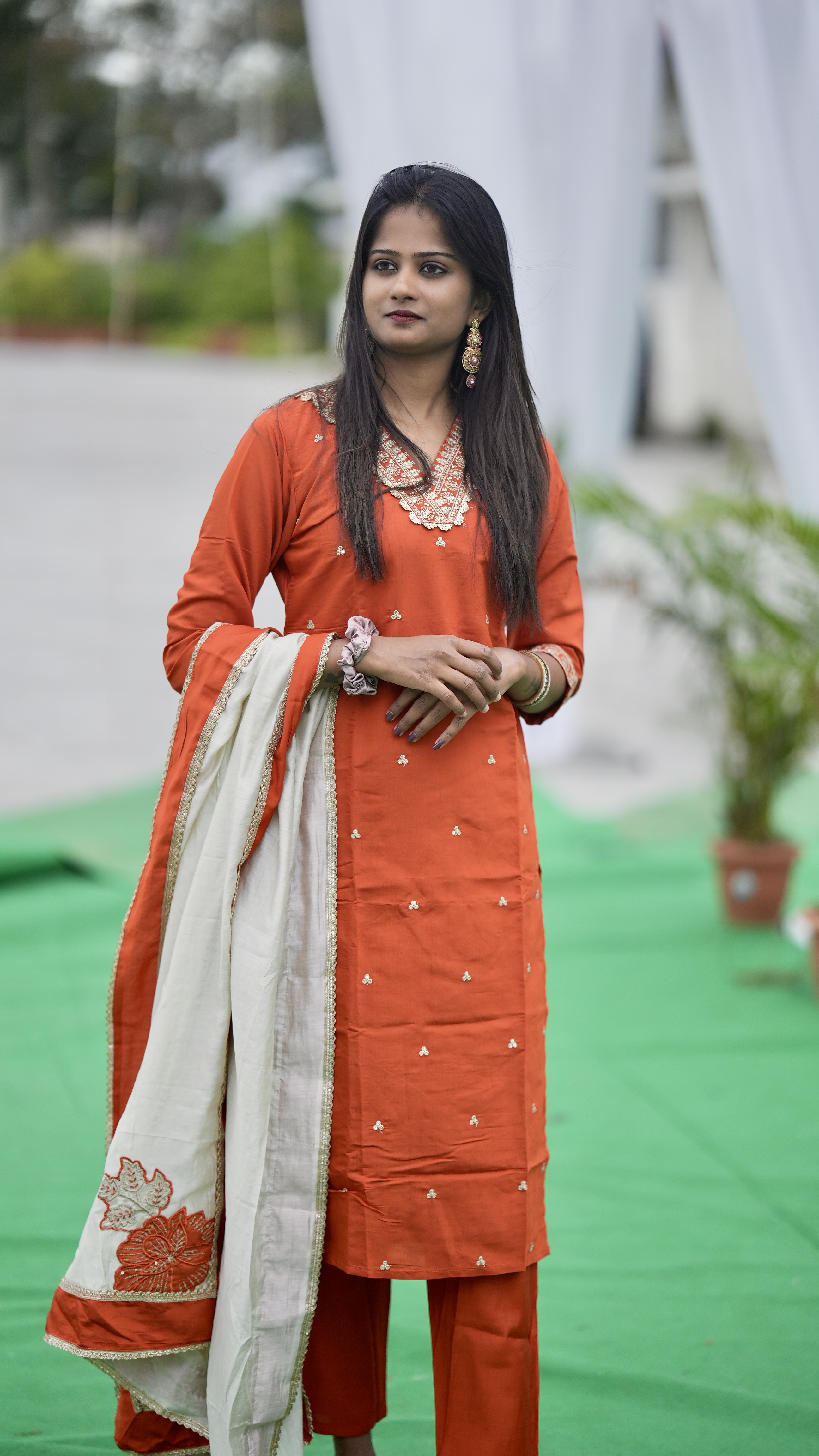 Elegant Orange Salwar Kameez Set