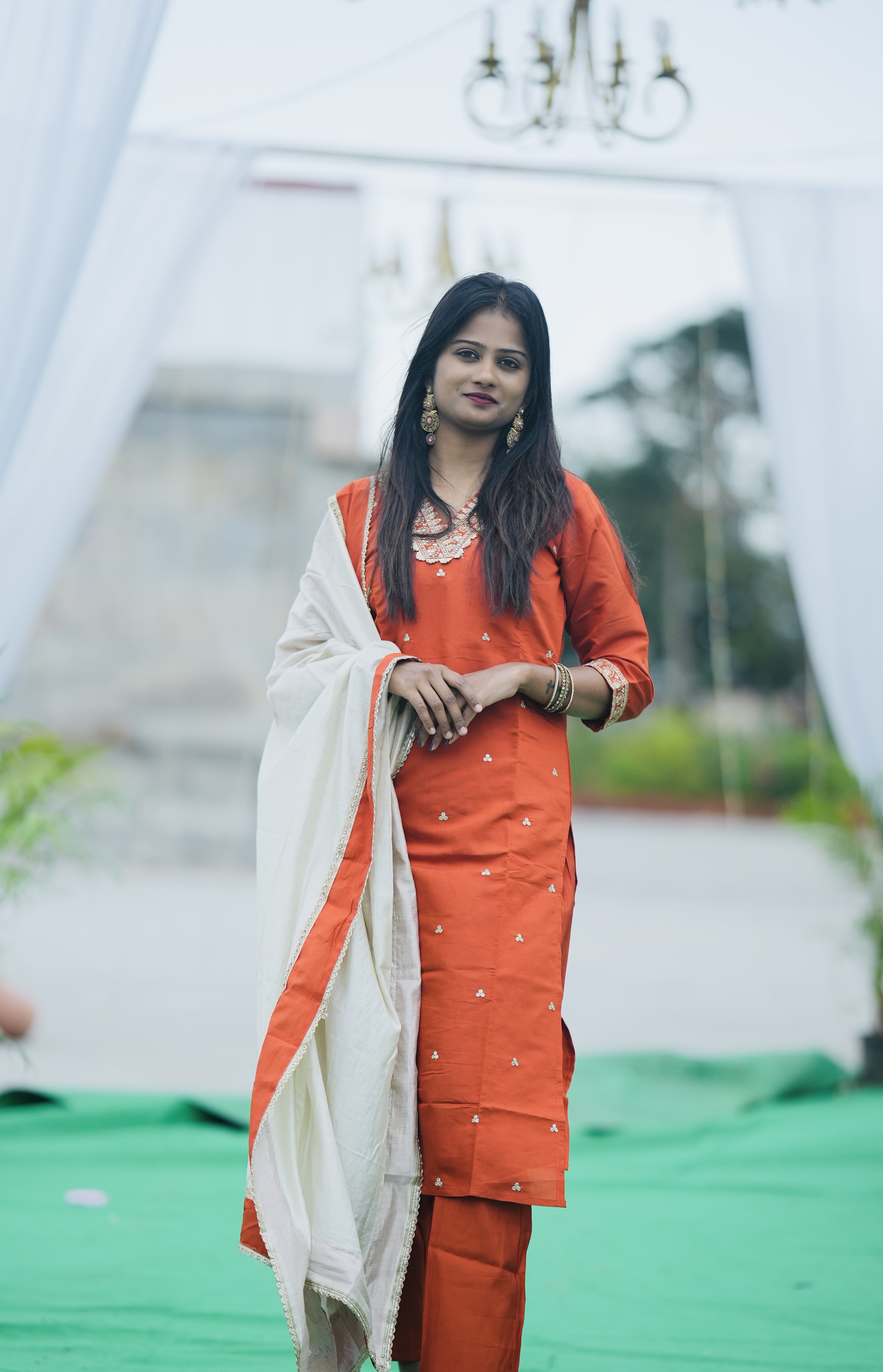 Elegant Orange Salwar Kameez Set