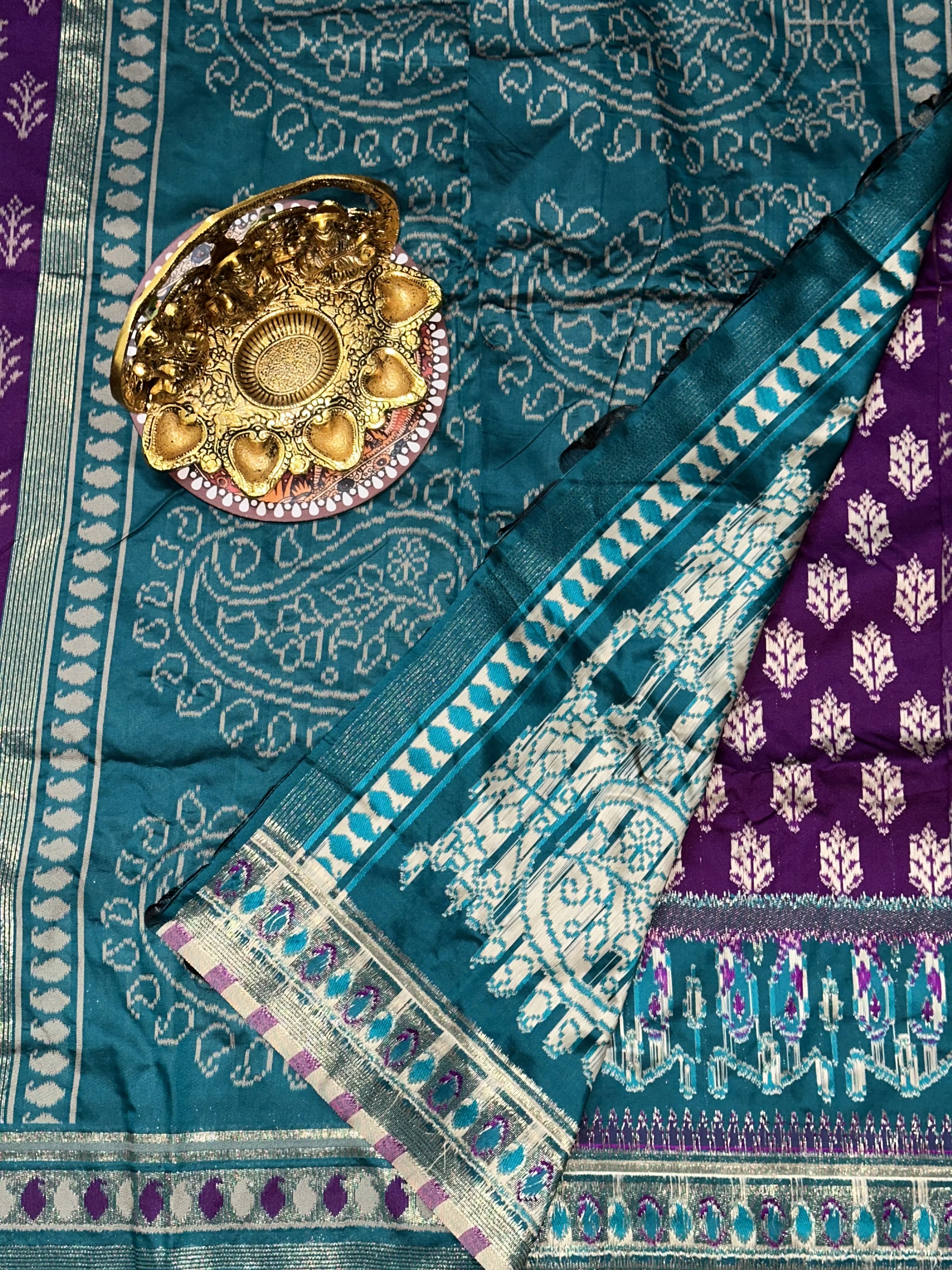 Majestic Wine Soft Silk Ikkat Saree | Unstitched | Wine