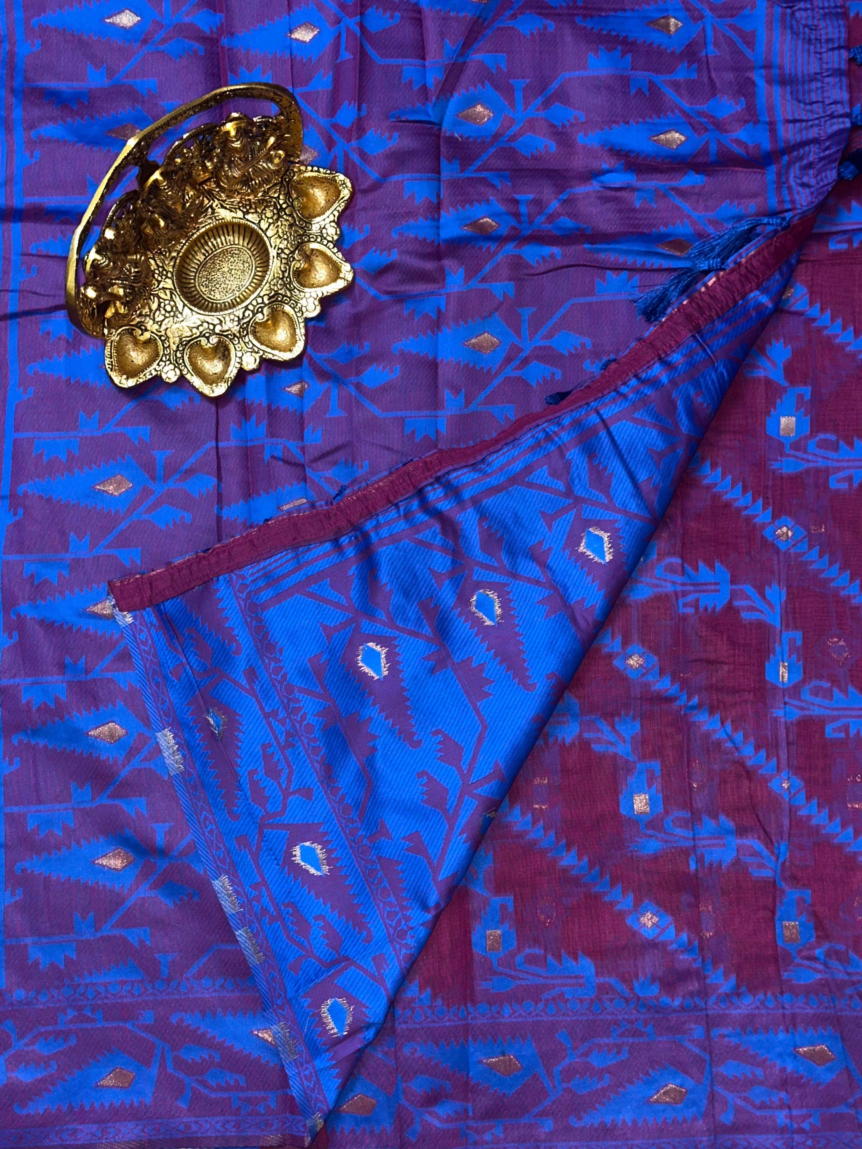 Stylish Dhakai Jamdani Light Weight Cotton Silk Saree | Unstitched