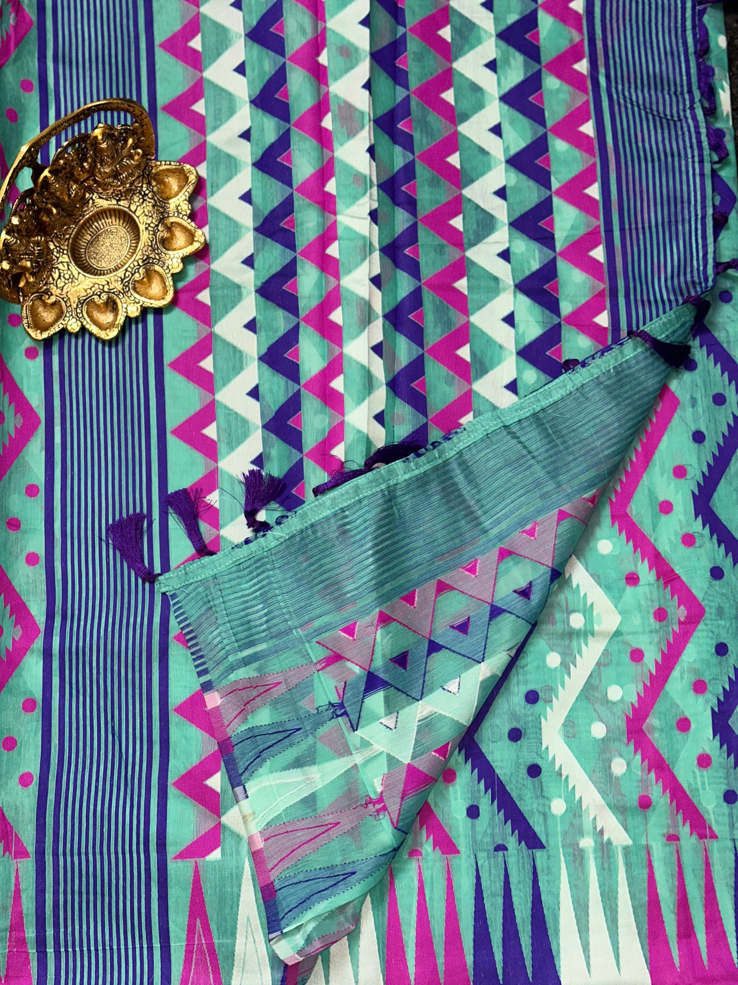 Radiant Dhakai Cotton Jamdani Saree