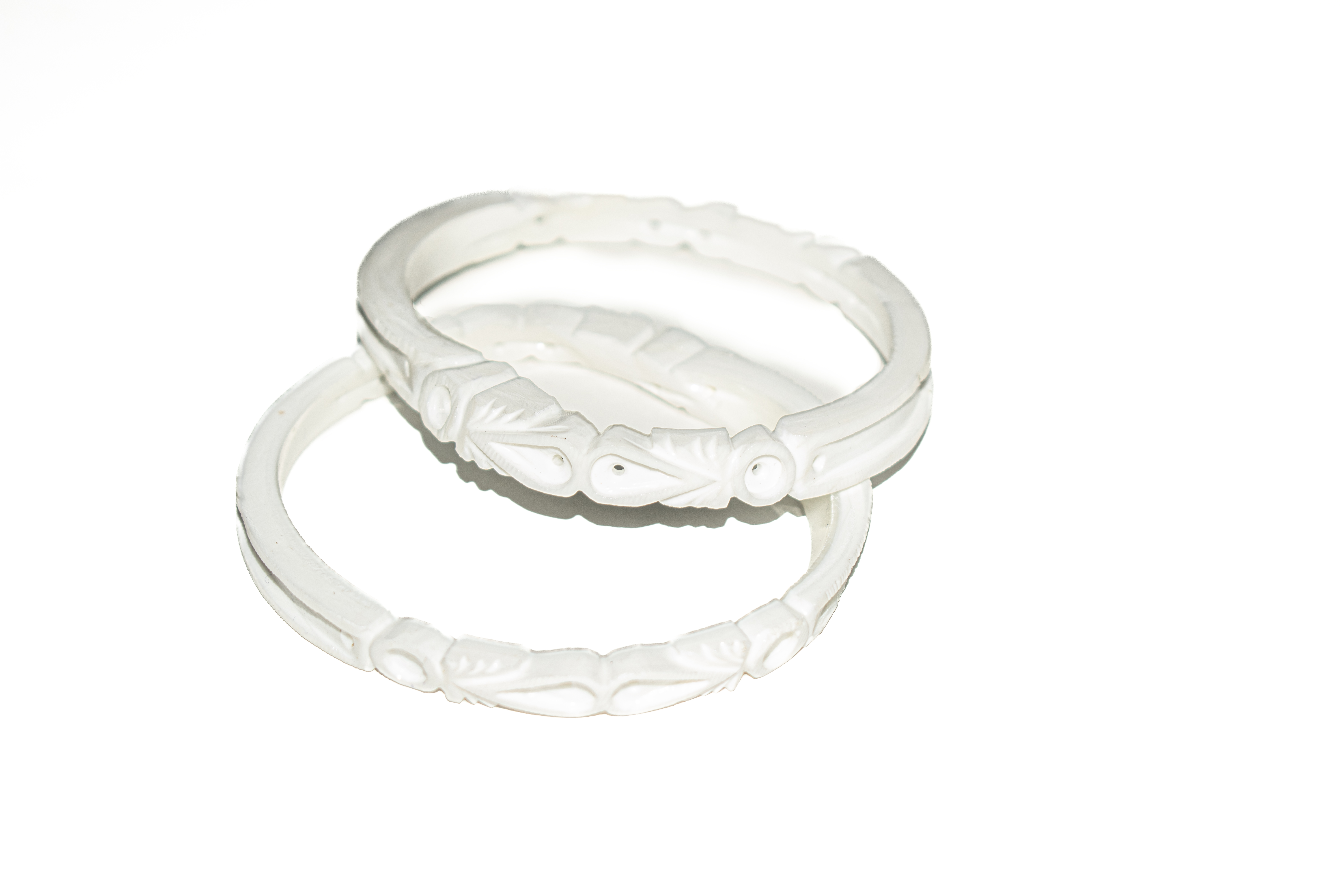 White Carved Bangles