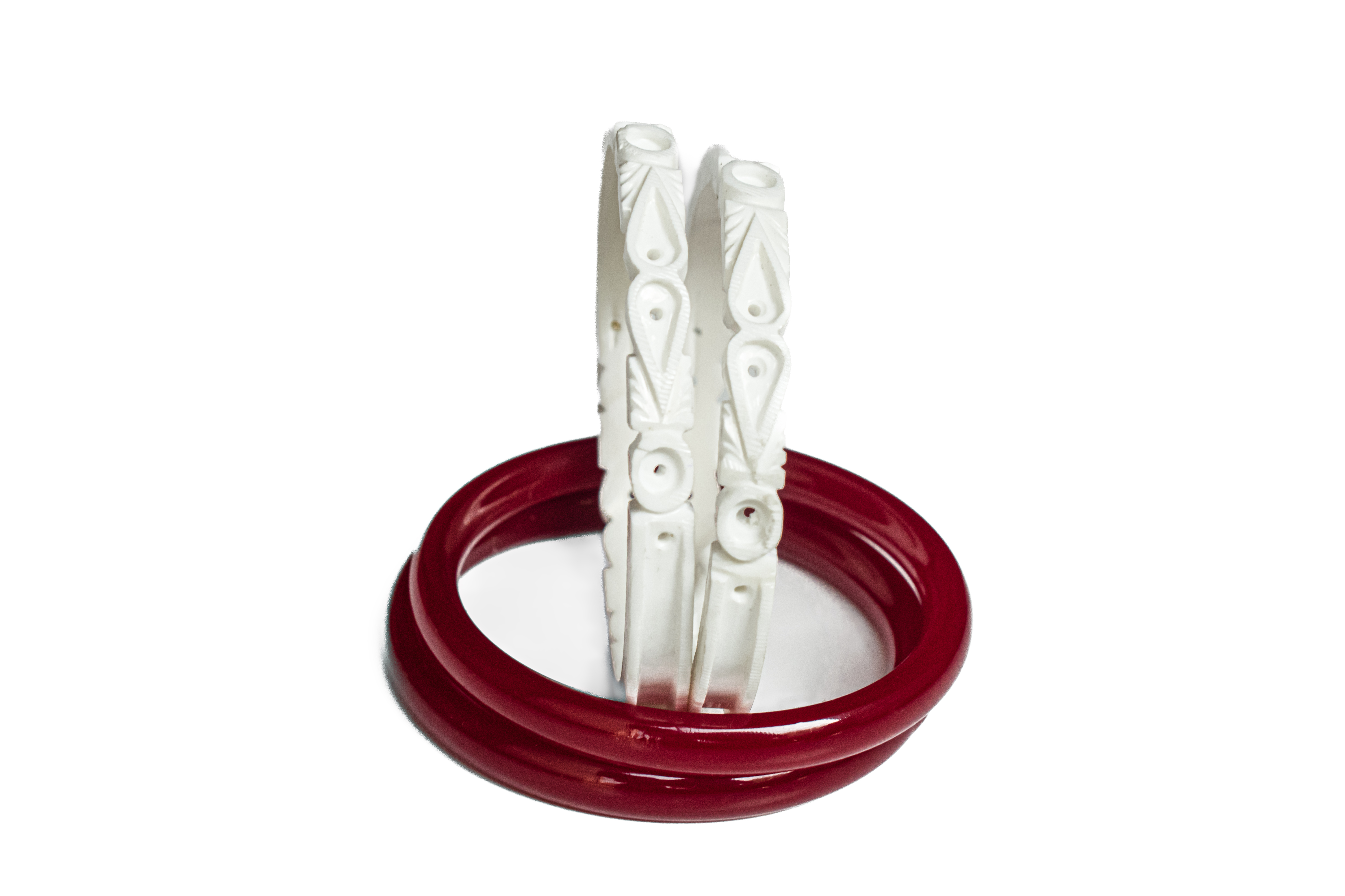 White Carved Bangles
