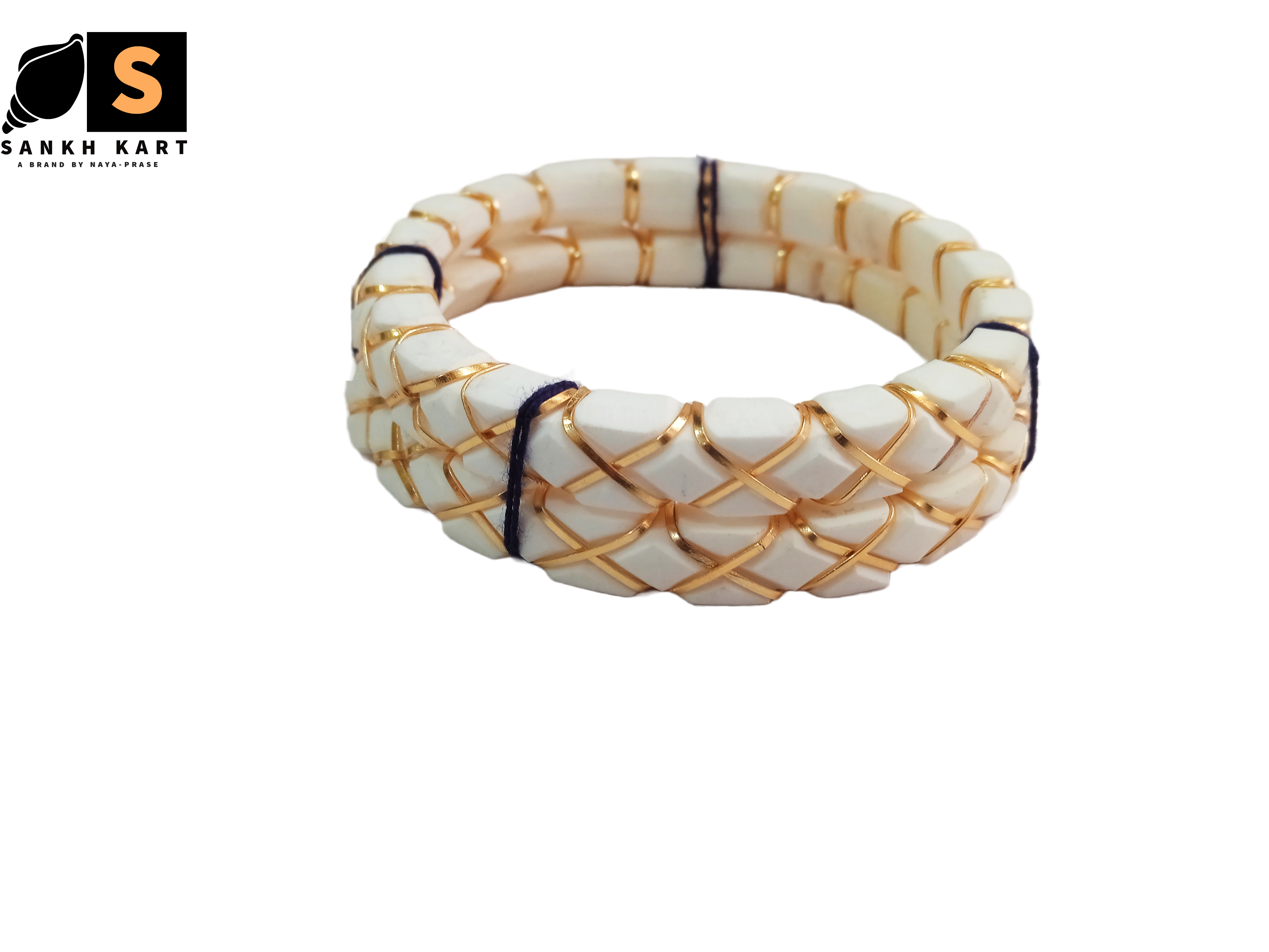 Handcrafted White Shell Bracelet (Sakha Pola) 18k gold plated