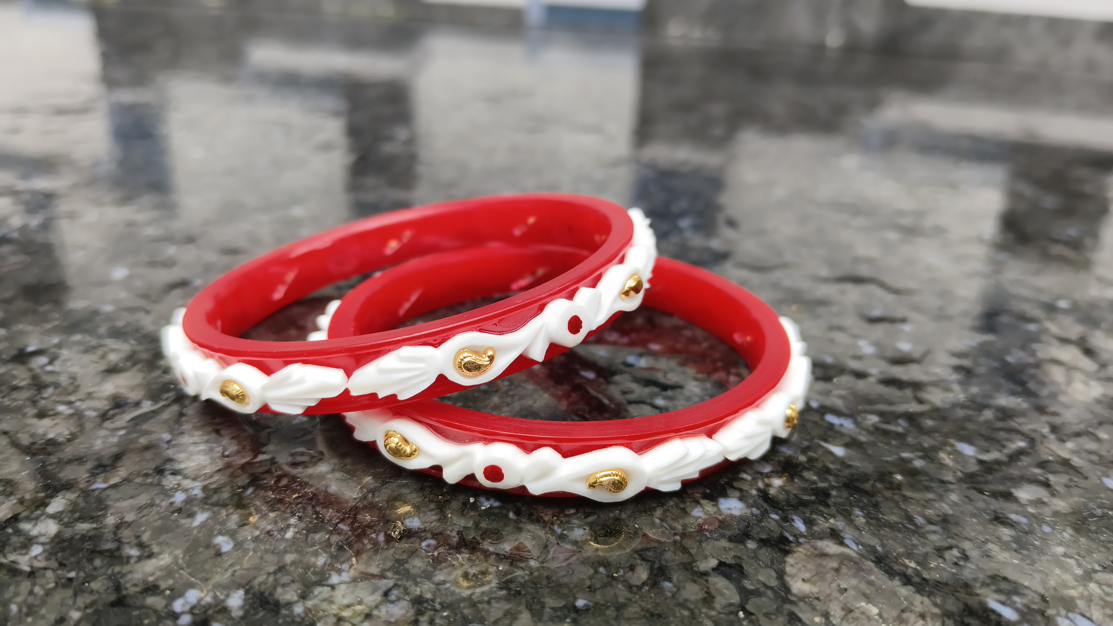 Red and White Decorative Bangles