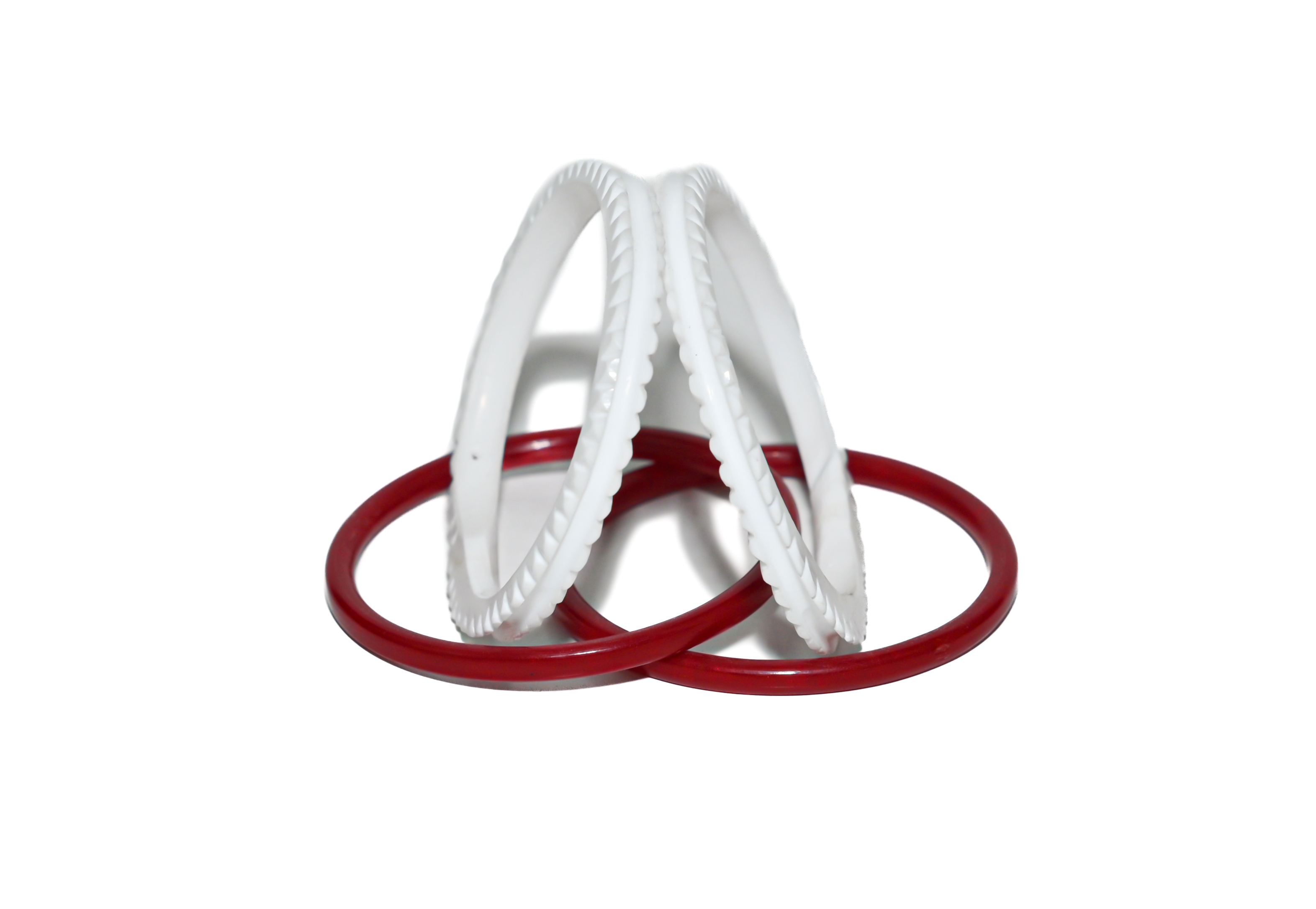 Red and White Shall Bangles Set for gold design (Sakha Pola set)