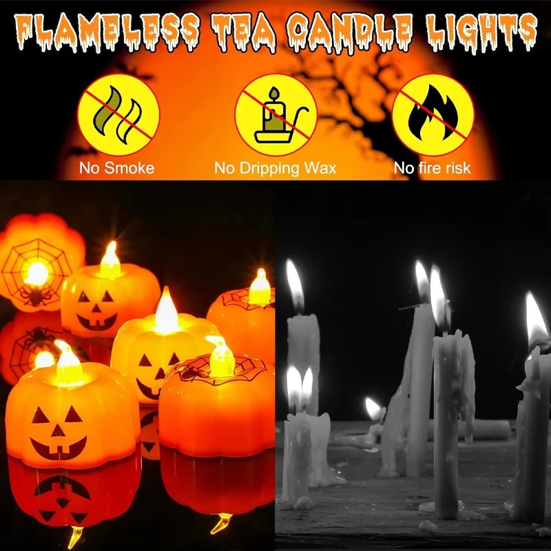 Halloween Pumpkin LED Candles (12pcs)