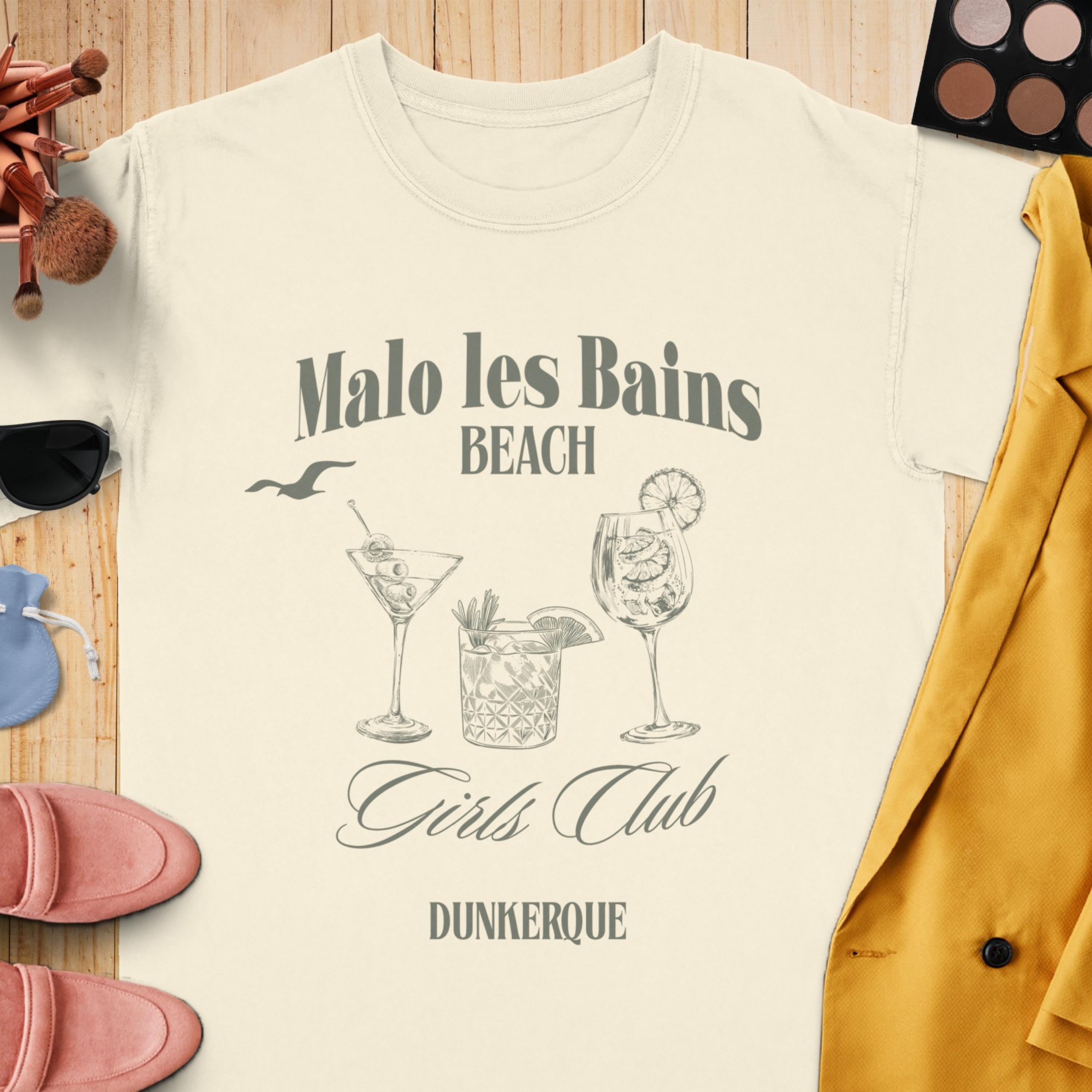 T-shirt Malo les Bains "Spritz" inspirations - impression avant (couleur Moss)