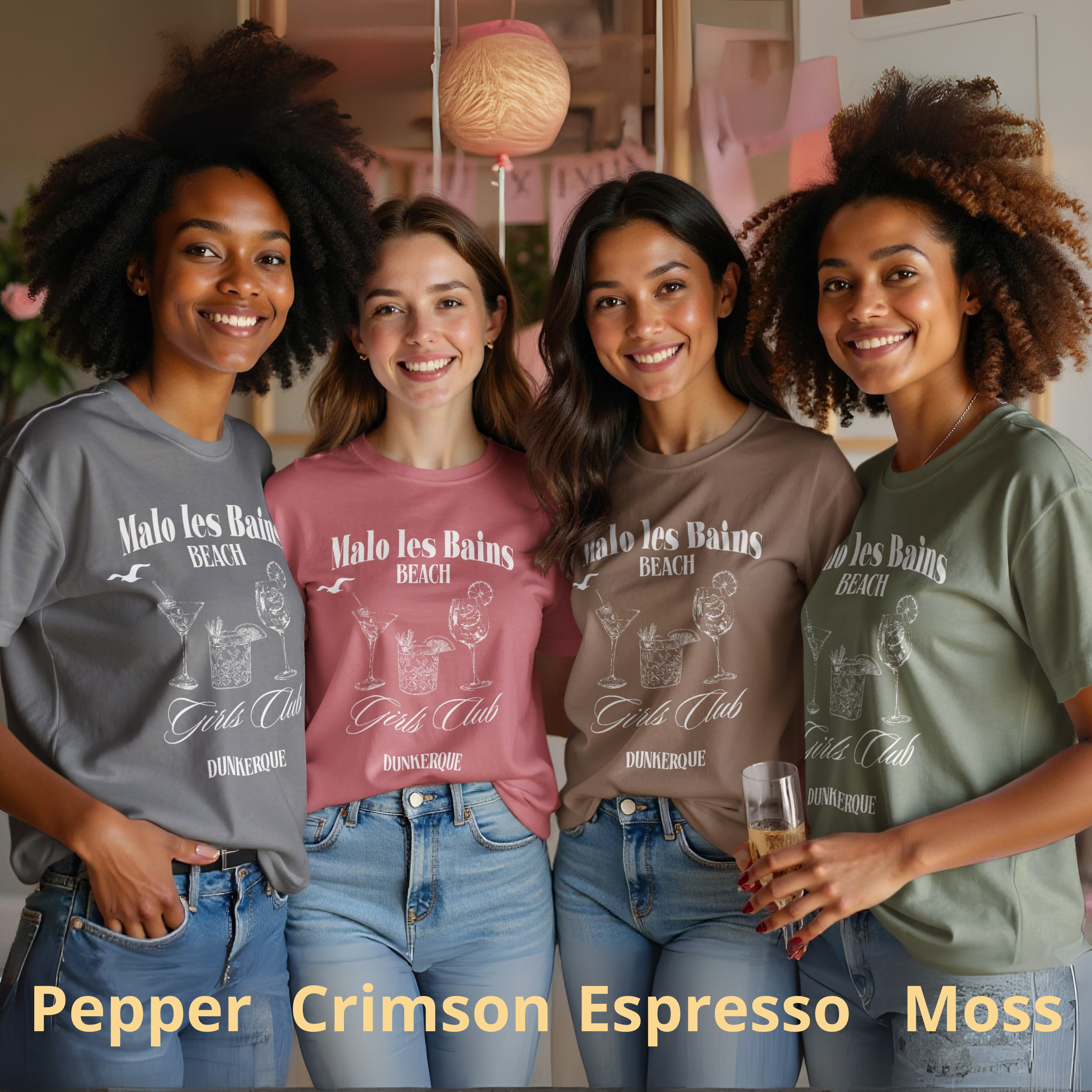T-shirt Malo les Bains Beach Girls Club SPRITZ impression avant (Ivoire)