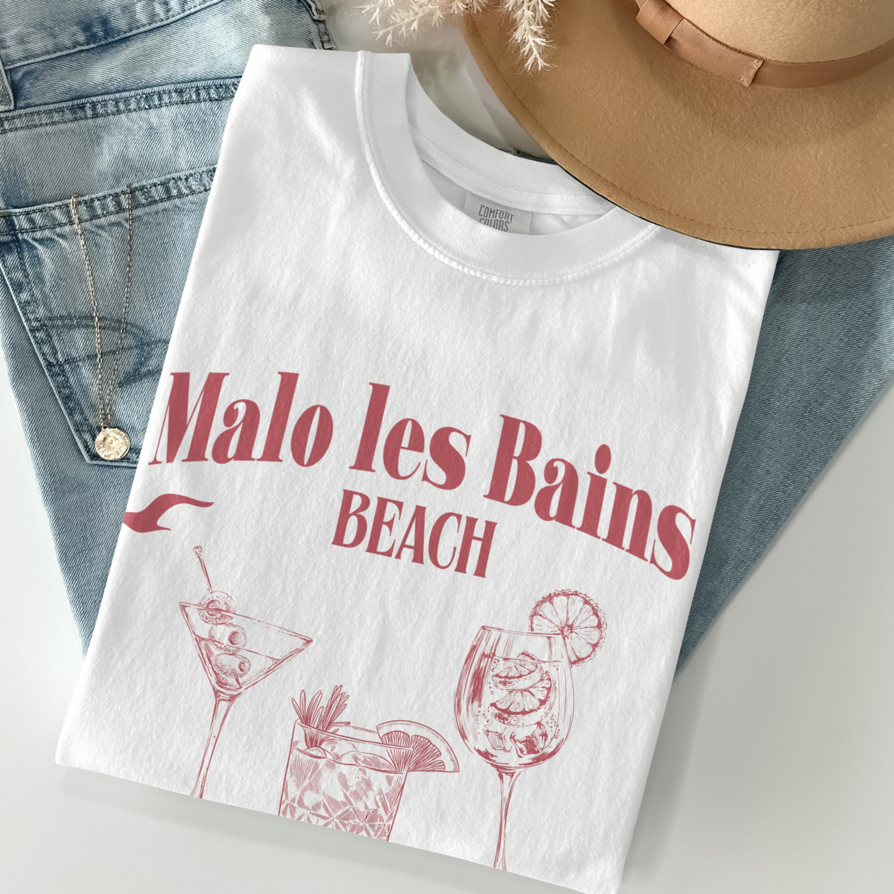 T-shirt Malo les Bains "Spritz" inspirations - impression avant (couleur Rouge/Red)